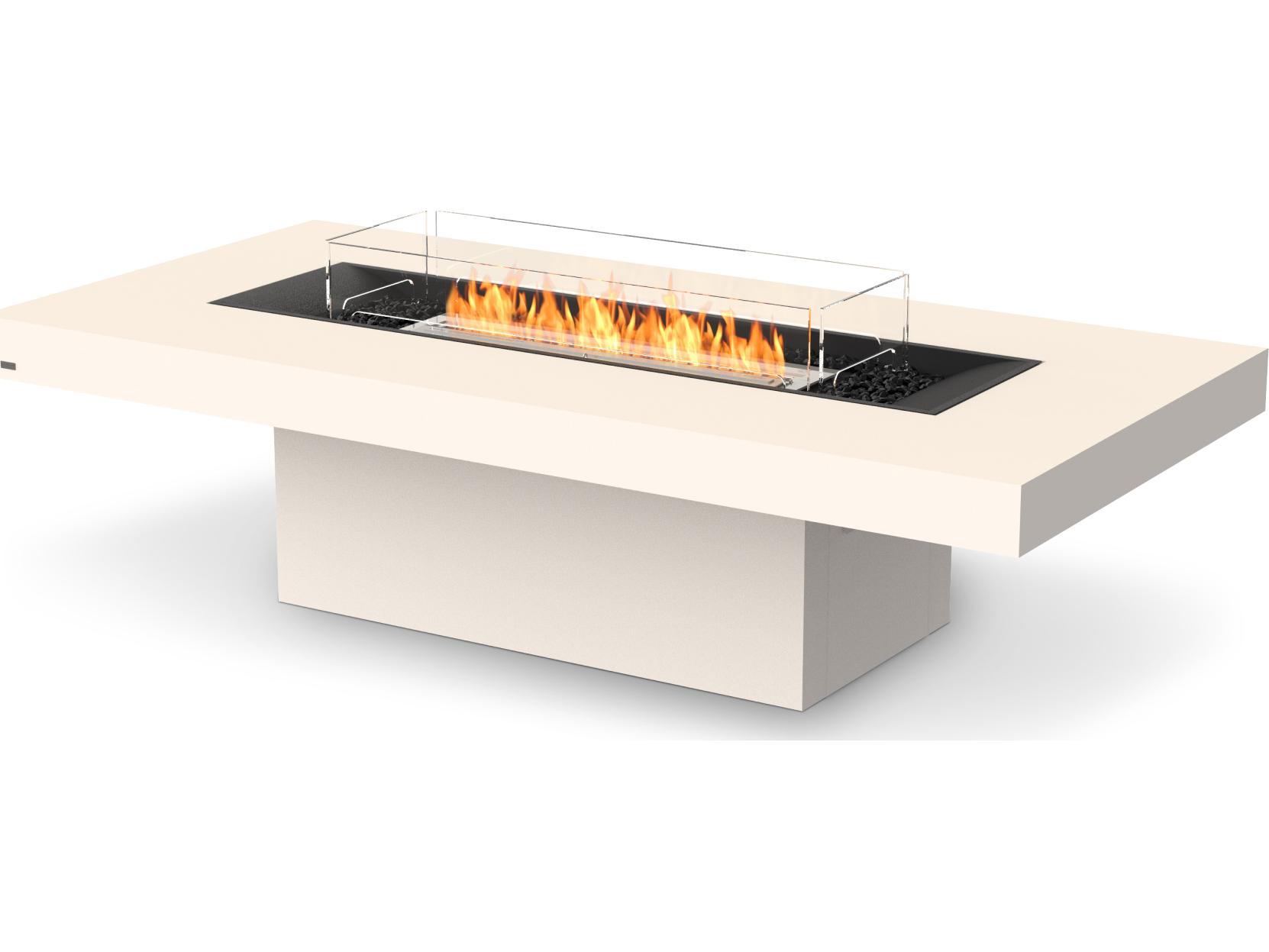 EcoSmart Fire Gin Rectangular Patio Fire Pit Table with Ethanol Burner Black