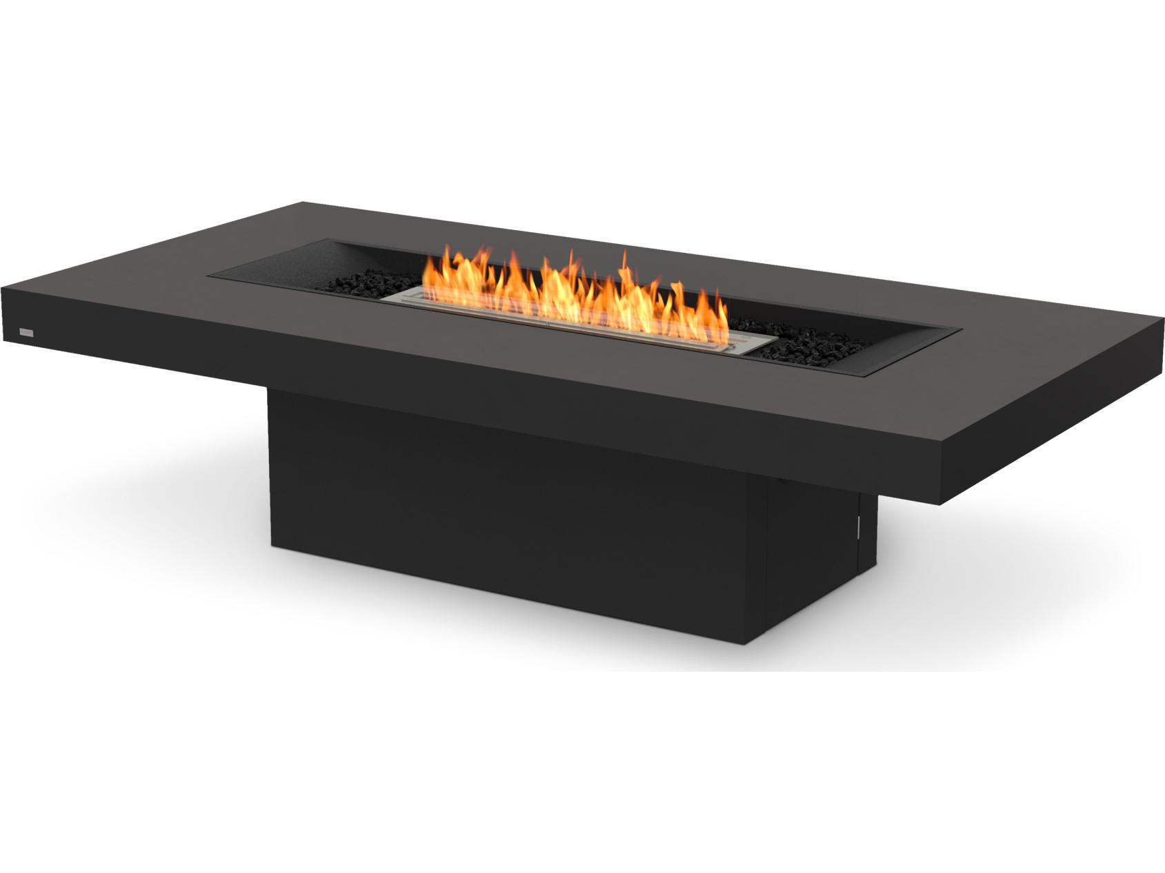 EcoSmart Fire Gin Rectangular Outdoor Fire Pit Table with Ethanol Burner Black