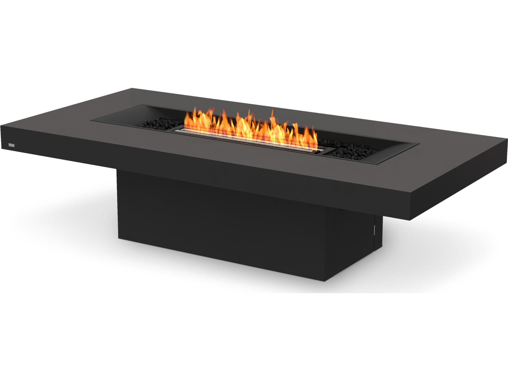 EcoSmart Fire Gin Rectangular Outdoor Fire Pit Table with Ethanol Burner Black