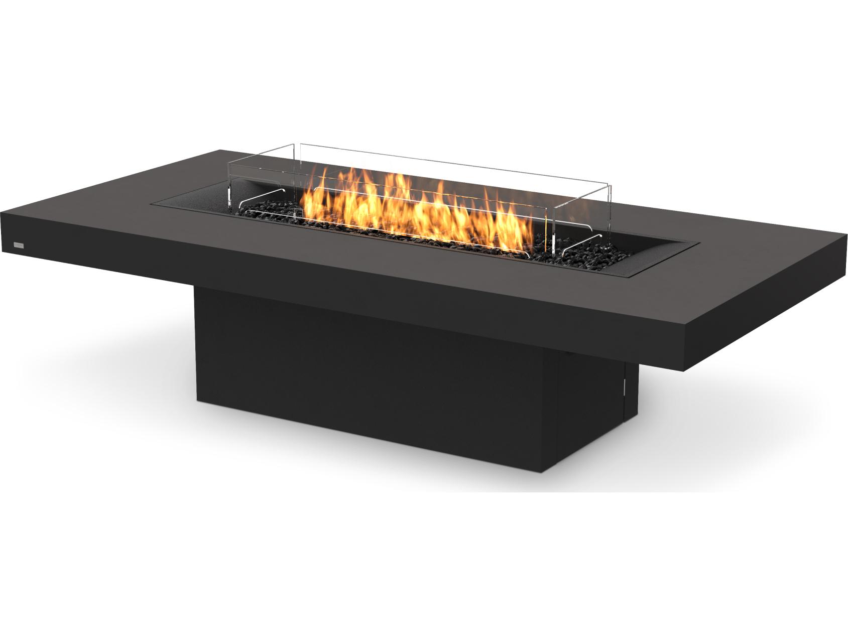EcoSmart Fire Gin Rectangular Outdoor Fire Pit Table with Ethanol Burner Black