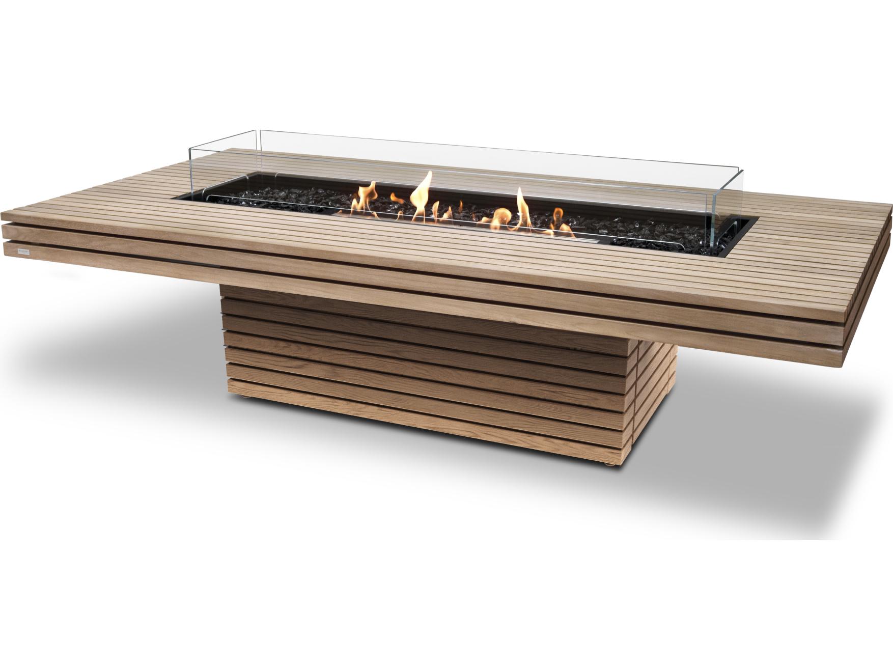 EcoSmart Fire Gin Rectangular Outdoor Patio Fire Pit Table with Gas LP/NG Stainless Steel