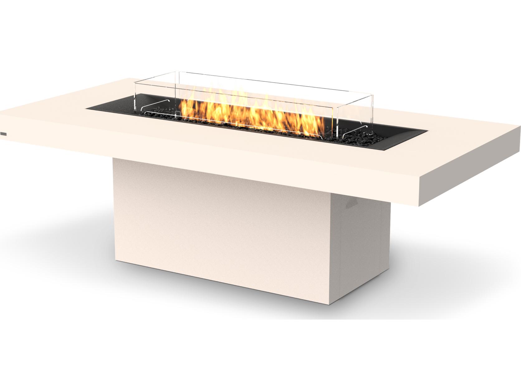 EcoSmart Fire Gin Rectangular Patio Fire Pit Table with Ethanol Burner Black