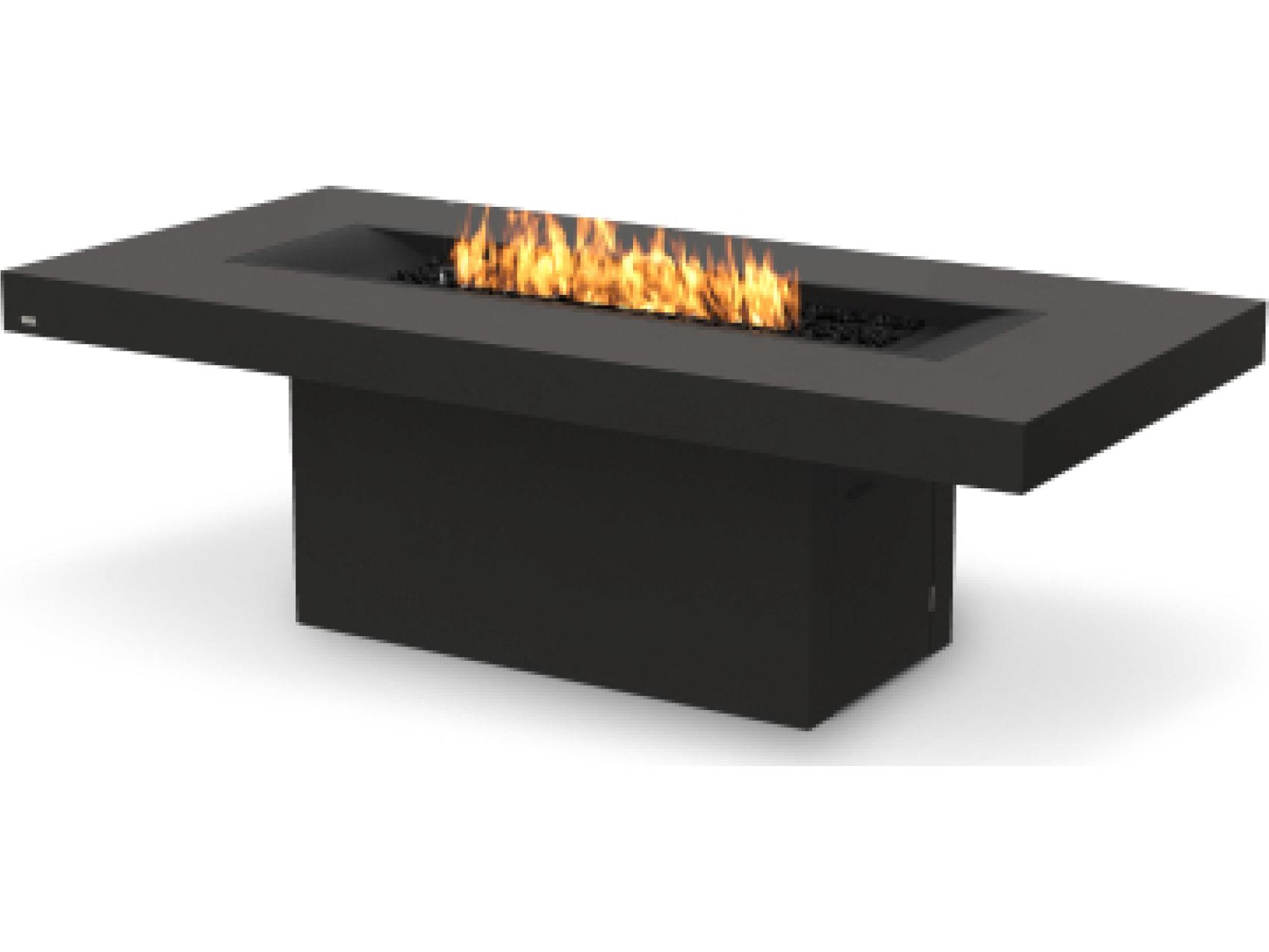 EcoSmart Fire Gin Rectangular Outdoor Fire Pit Table with Ethanol Burner Black