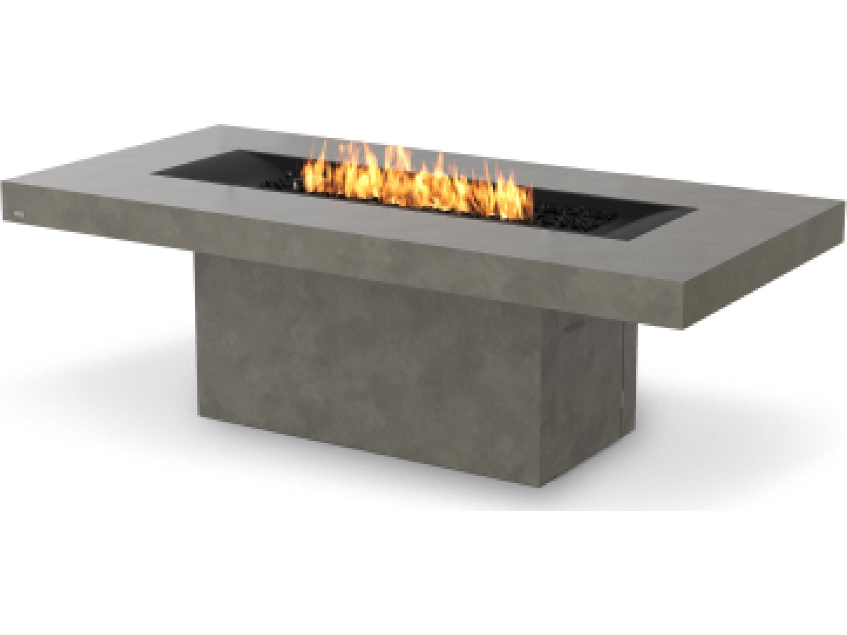 EcoSmart Fire Gin Rectangular Outdoor Patio Fire Pit Table with Ethanol Burner Black