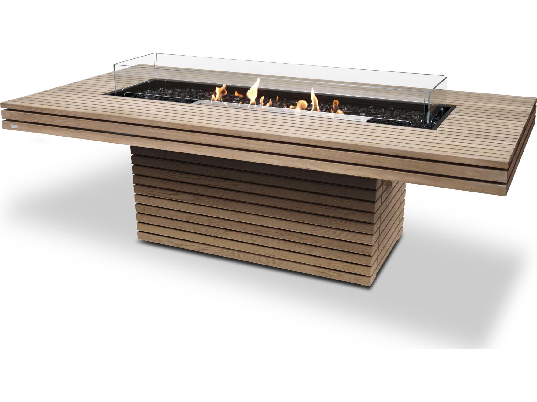 EcoSmart Fire Gin Rectangular Patio Fire Pit Table with Ethanol Burner Stainless Steel