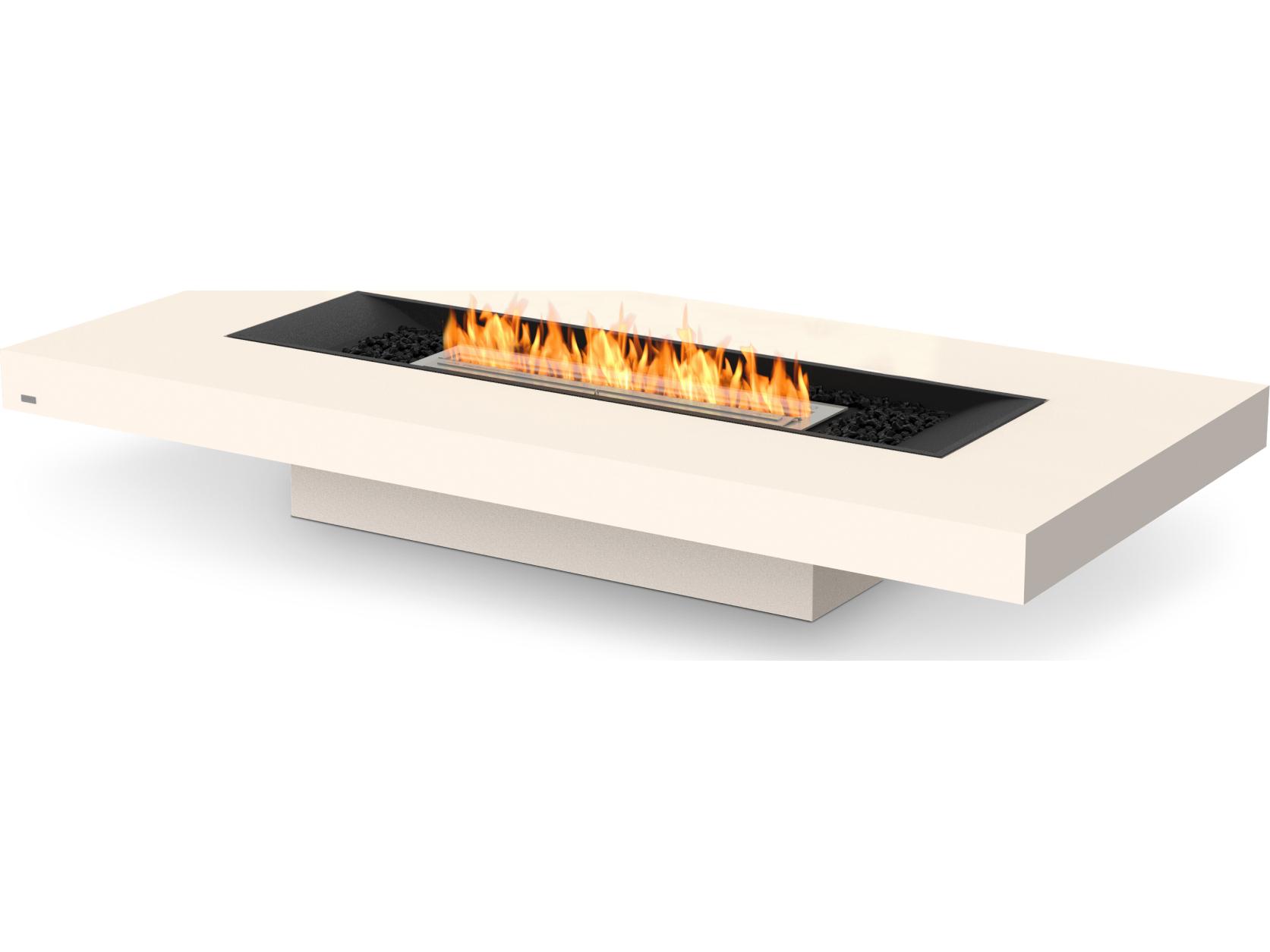 EcoSmart Fire Gin Rectangular Patio Fire Pit Table with Ethanol Burner Black
