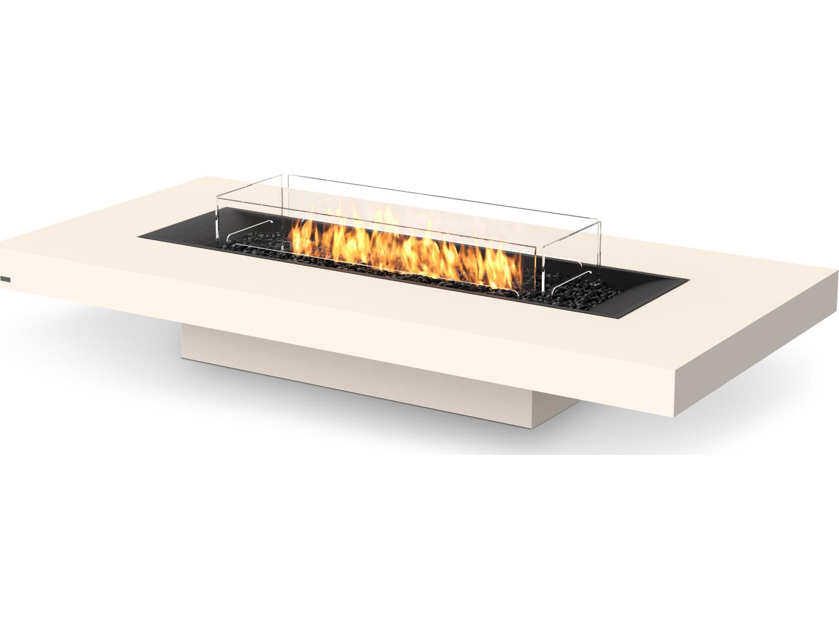 EcoSmart Fire Gin Rectangular Patio Fire Pit Table with Ethanol Burner Black