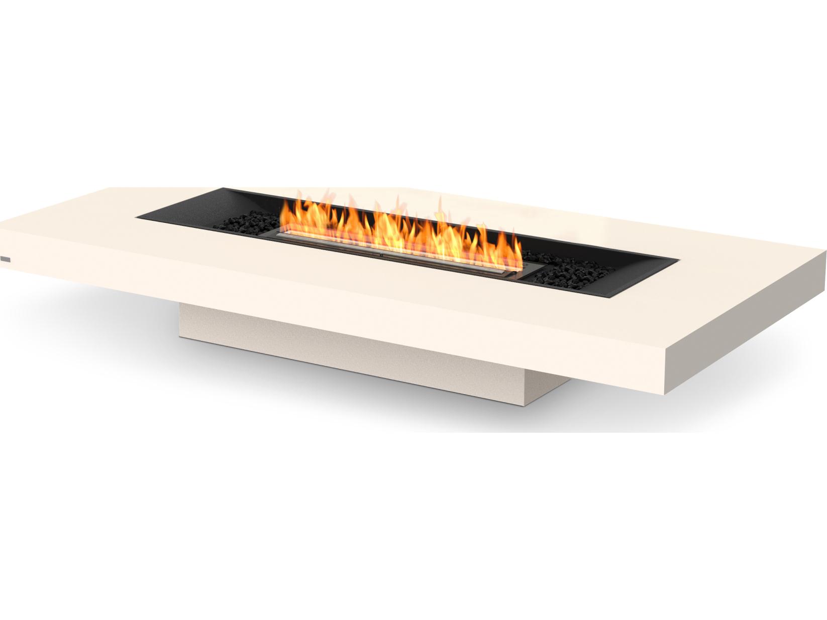 EcoSmart Fire Gin Rectangular Patio Fire Pit Table with Ethanol Burner Black
