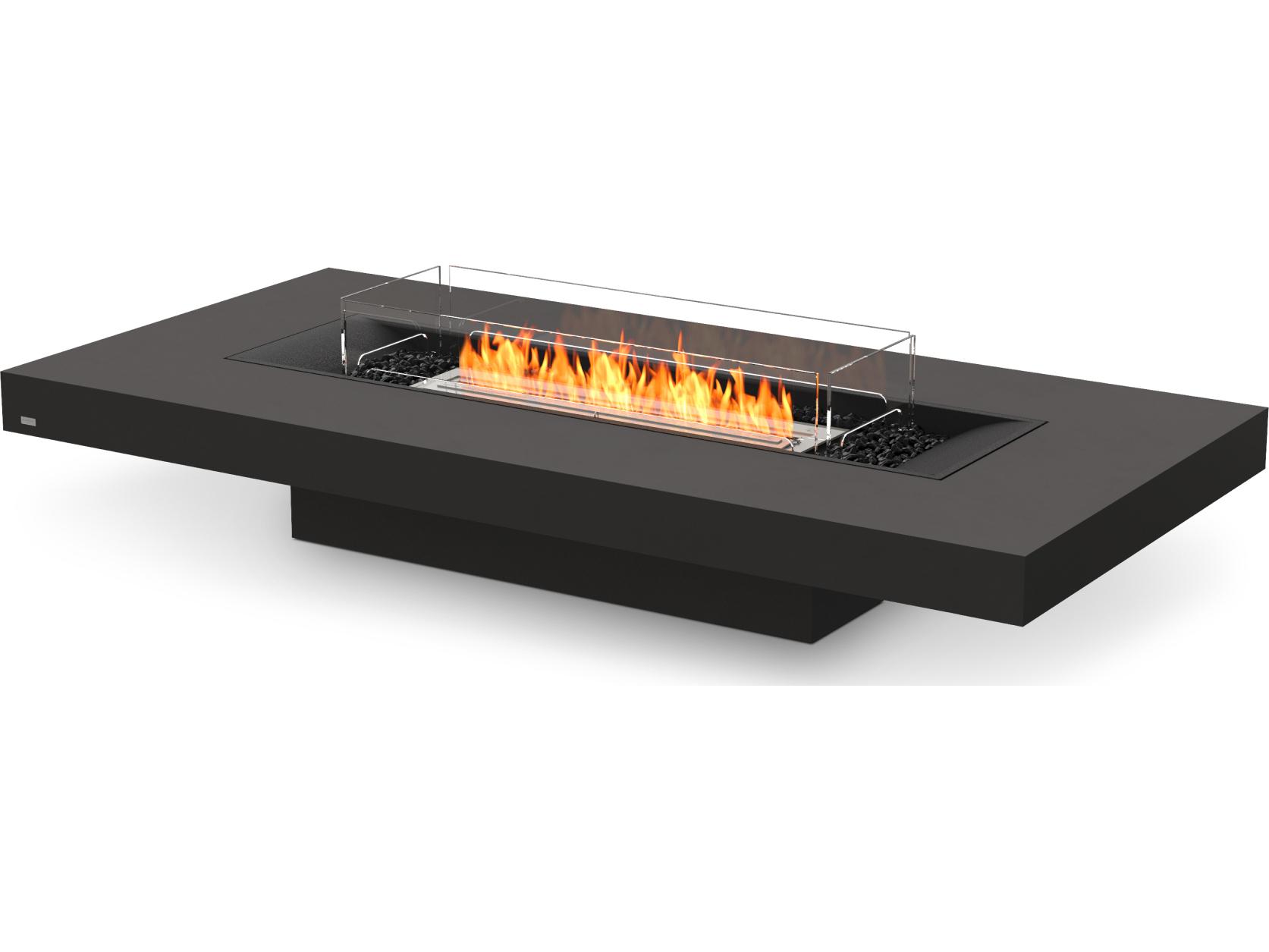 EcoSmart Fire Gin Rectangular Outdoor Fire Pit Table with Ethanol Burner Black