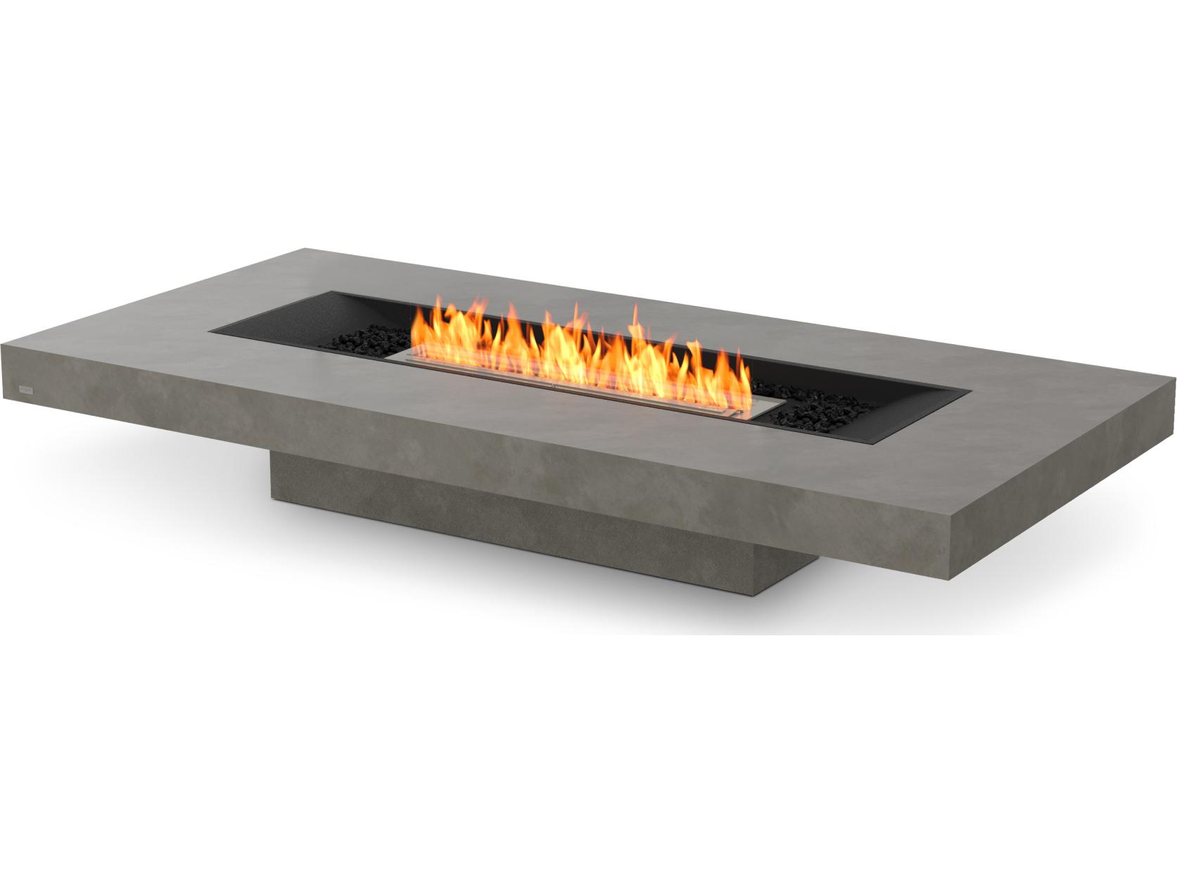EcoSmart Fire Gin Rectangular Outdoor Patio Fire Pit Table with Ethanol Burner Black