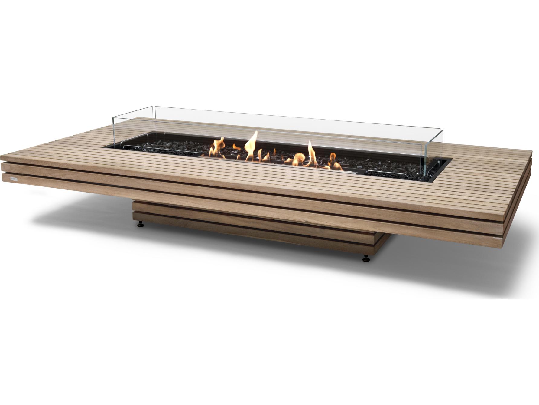 EcoSmart Fire Gin Rectangular Patio Fire Pit Table with Ethanol Burner Stainless Steel