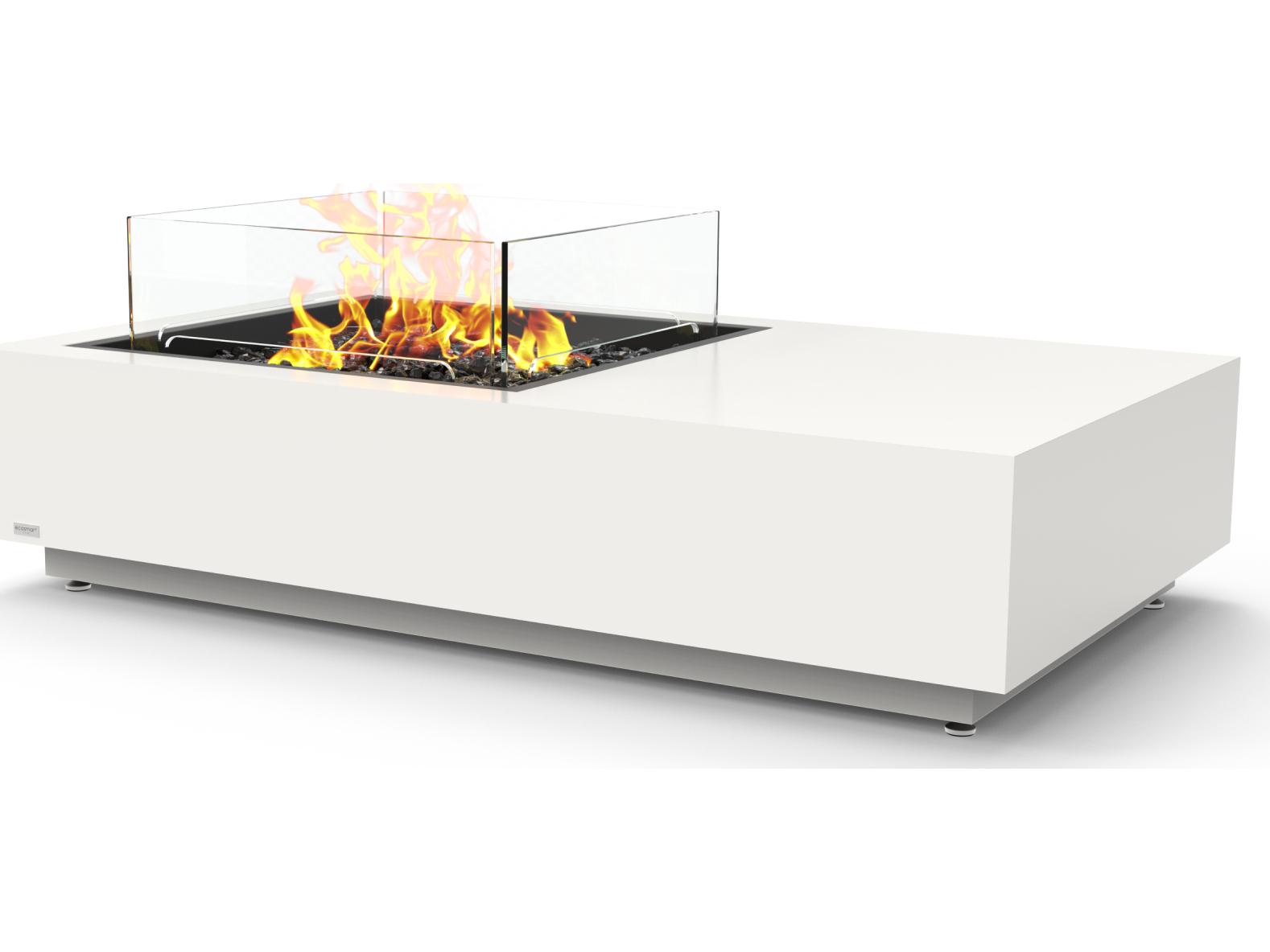 EcoSmart Fire Manhattan Rectangular Outdoor Patio Fire Pit Table with LP/NG Gas Burner Stainless Steel