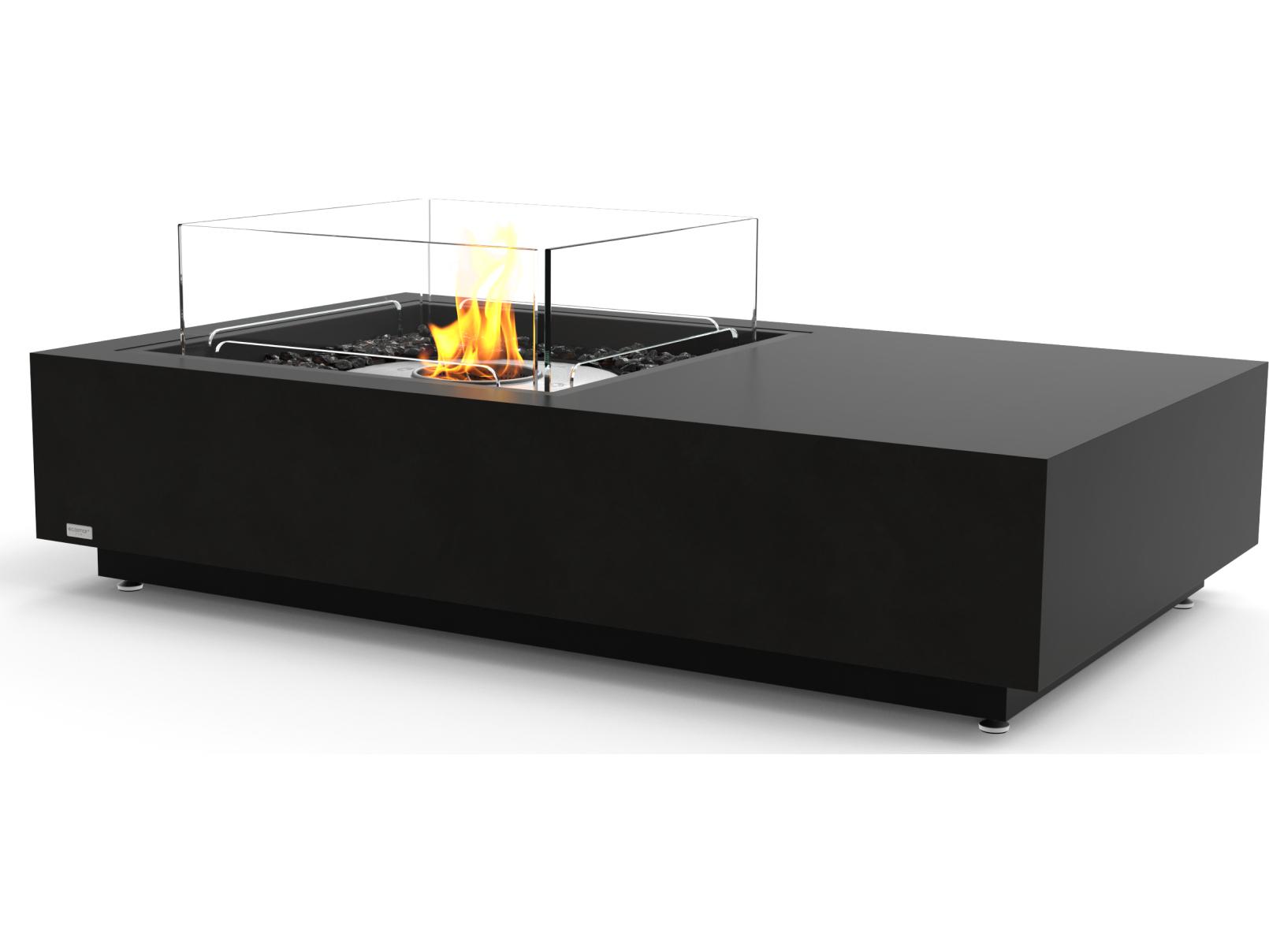 EcoSmart Fire Manhattan Rectangular Outdoor Fire Pit Table with Ethanol Burner Black