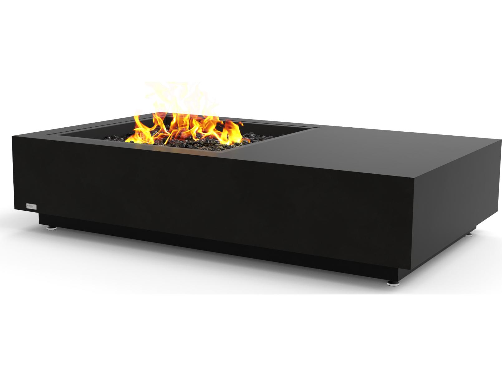 EcoSmart Fire Manhattan Rectangular Outdoor Patio Fire Pit Table with LP/NG Gas Burner Stainless Steel