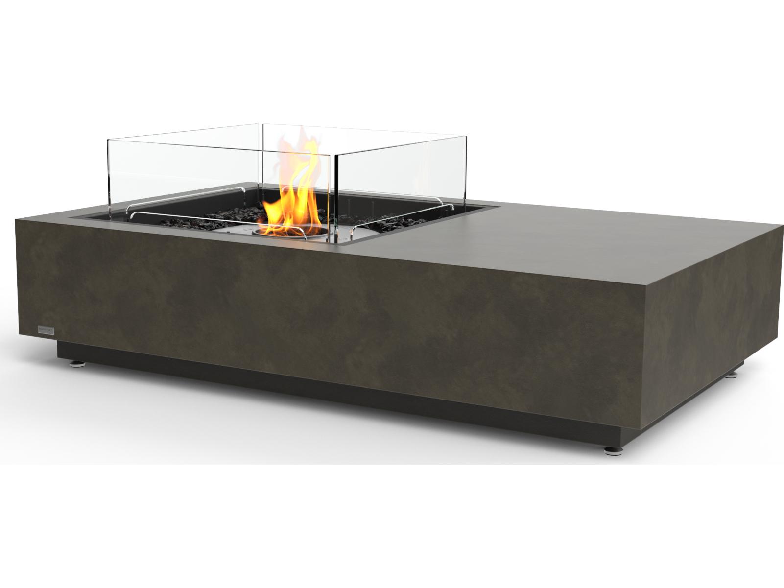 EcoSmart Fire Manhattan Rectangular Patio Fire Pit Table with Ethanol Burner Stainless Steel