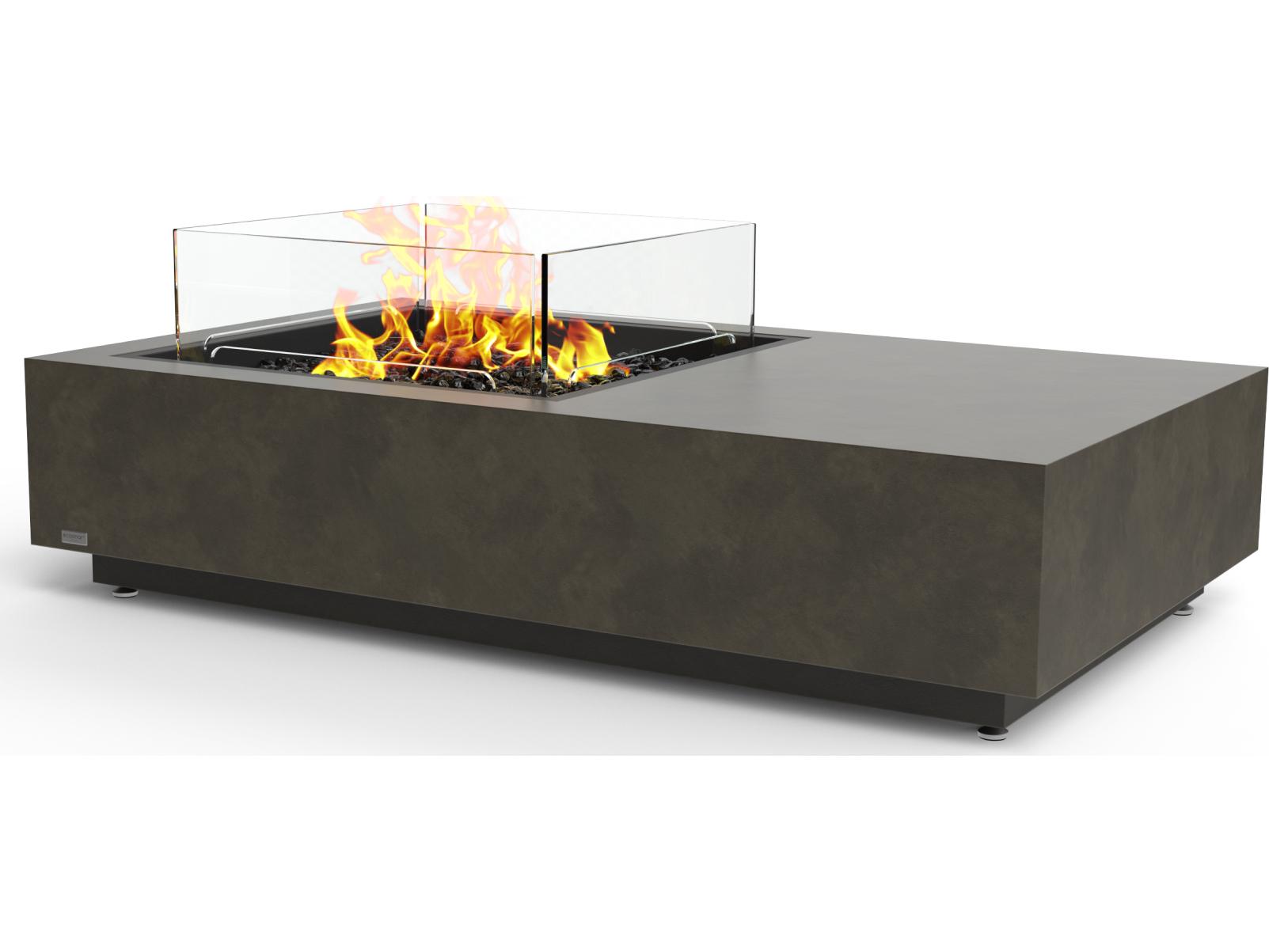 EcoSmart Fire Manhattan Rectangular Patio Fire Pit Table with Ethanol Burner Stainless Steel