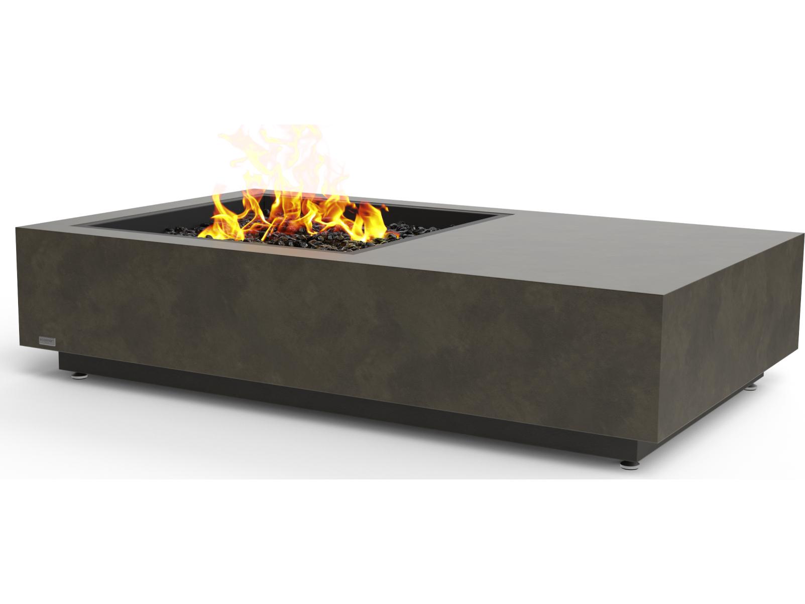 EcoSmart Fire Manhattan Rectangular Outdoor Fire Pit Table with Ethanol Burner Black
