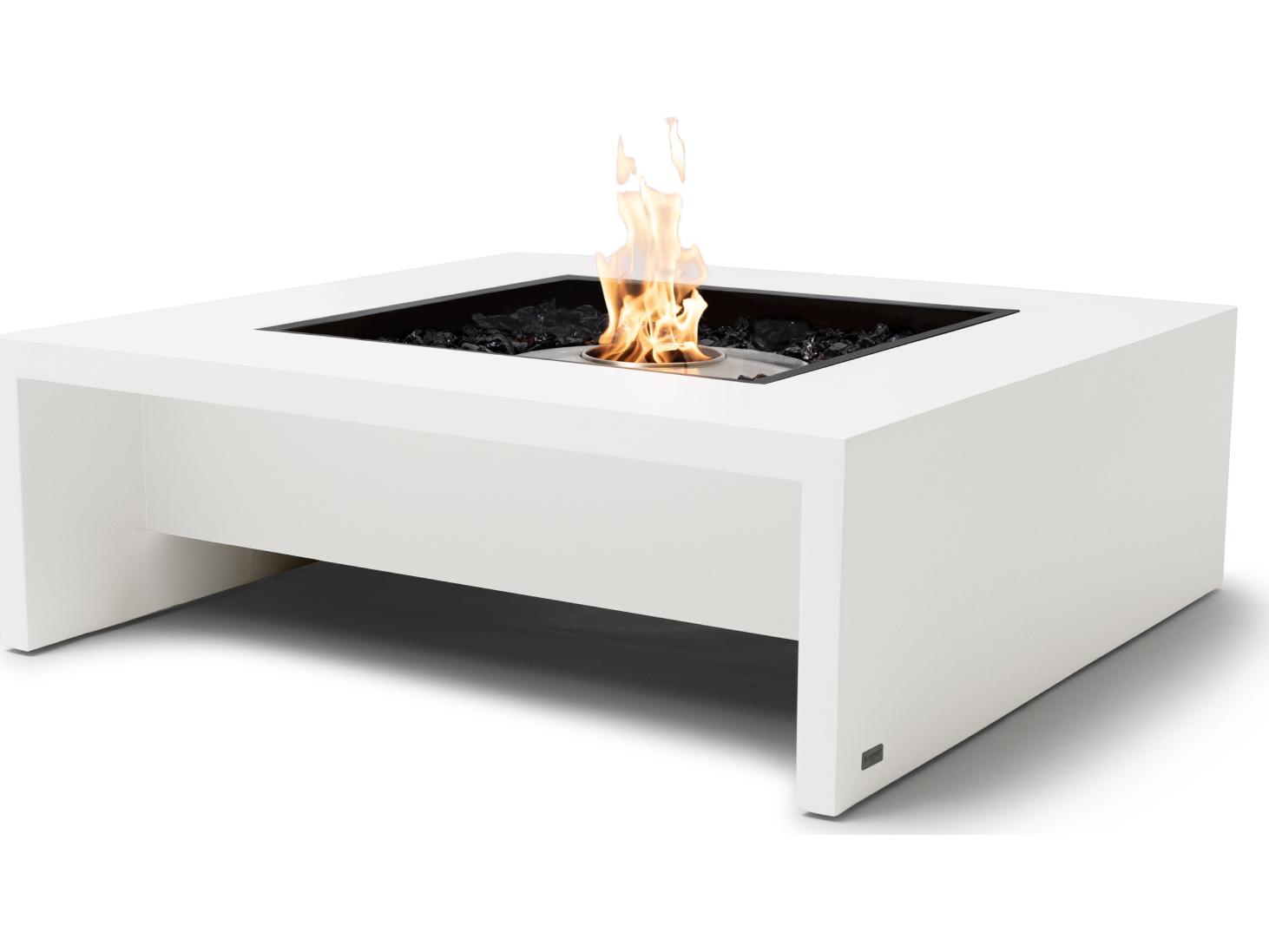 EcoSmart Fire Mojito Square Patio Fire Pit Table with Ethanol Burner Stainless Steel
