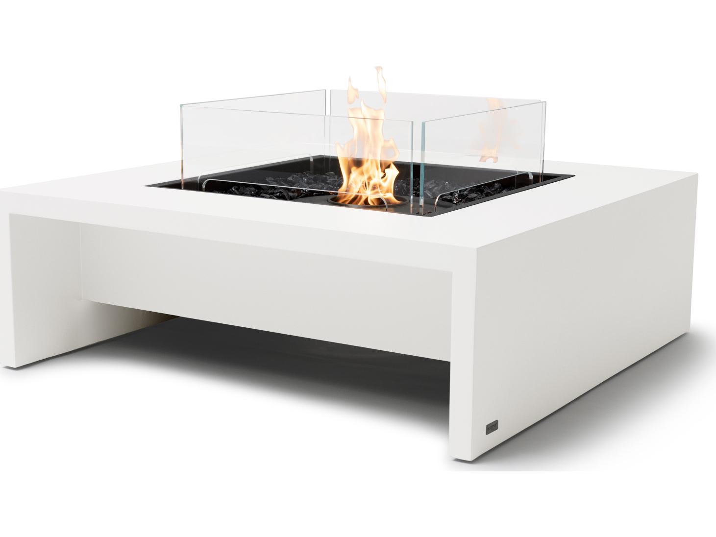 EcoSmart Fire Mojito Square Outdoor Patio Fire Pit Table with Gas LP/NG Stainless Steel