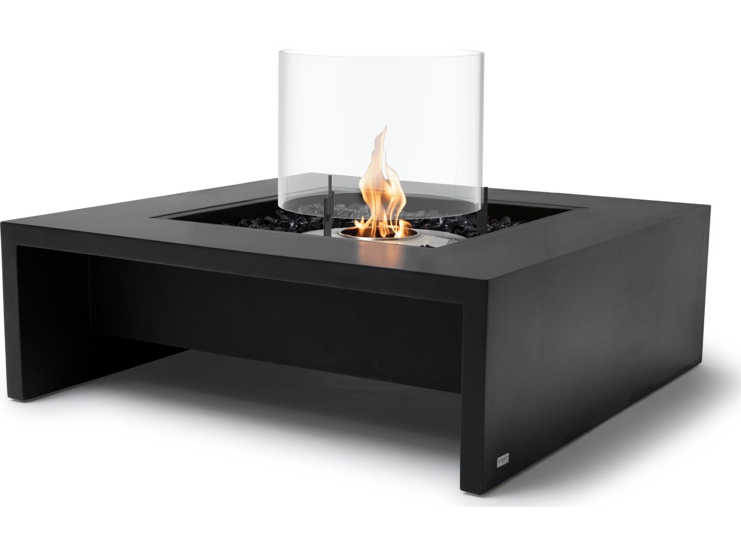EcoSmart Fire Mojito Square Outdoor Fire Pit Table with Ethanol Burner Black