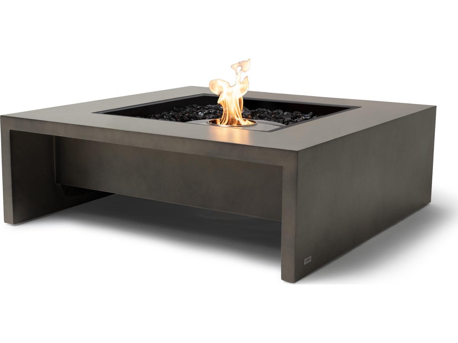 EcoSmart Fire Mojito Square Outdoor Fire Pit Table with Ethanol Burner Black