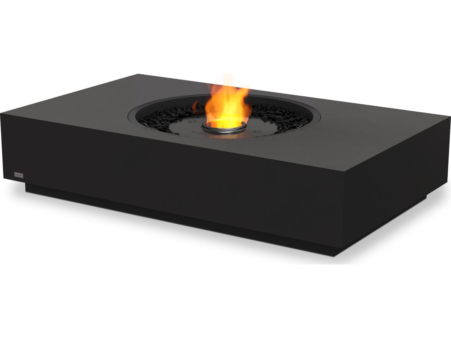 EcoSmart Fire Martini Rectangular Outdoor Fire Pit Table AB8 Ethanol Burner Black