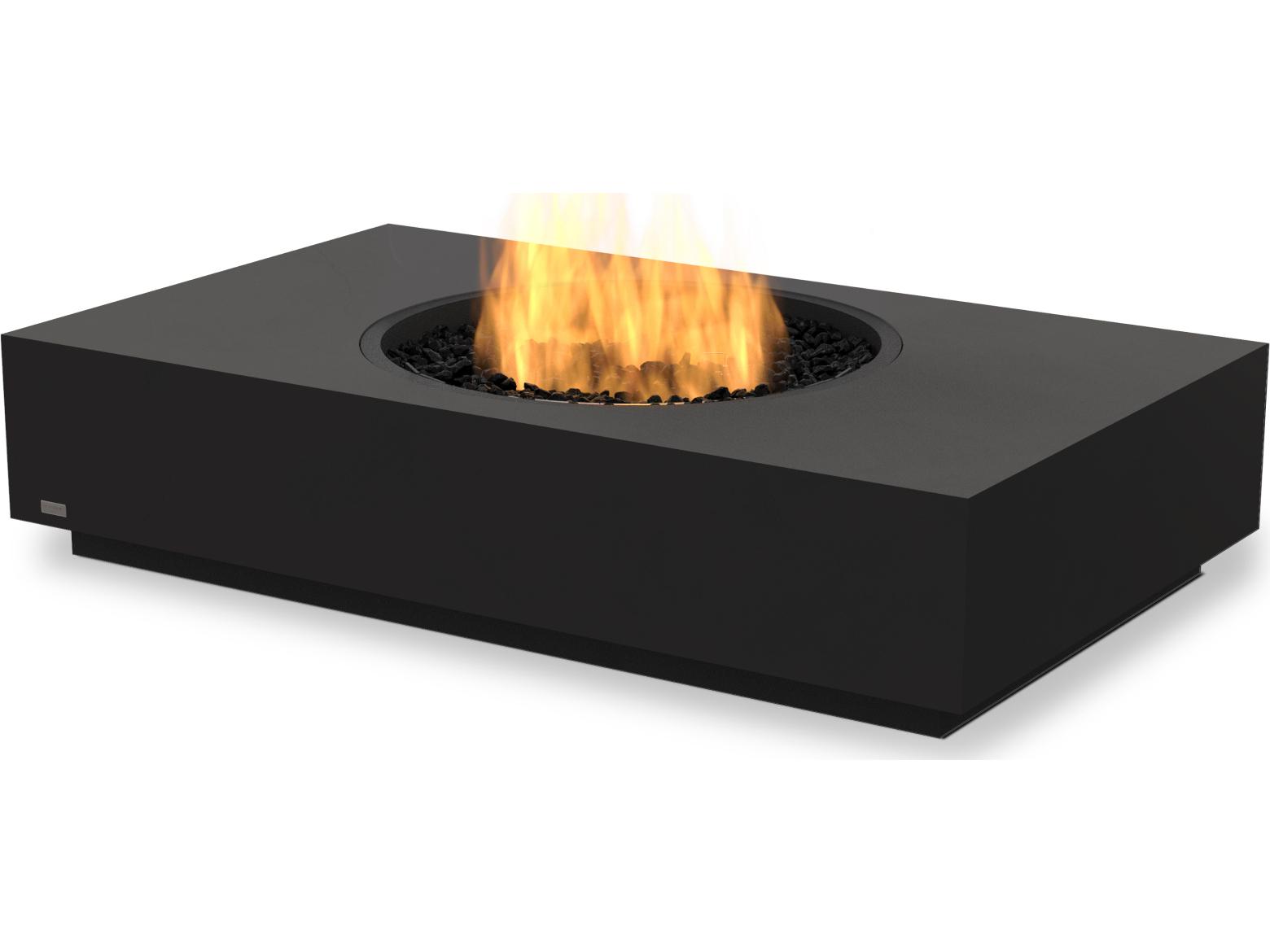 EcoSmart Fire Martini Rectangular Outdoor Fire Pit Table AB8 Ethanol Burner Black