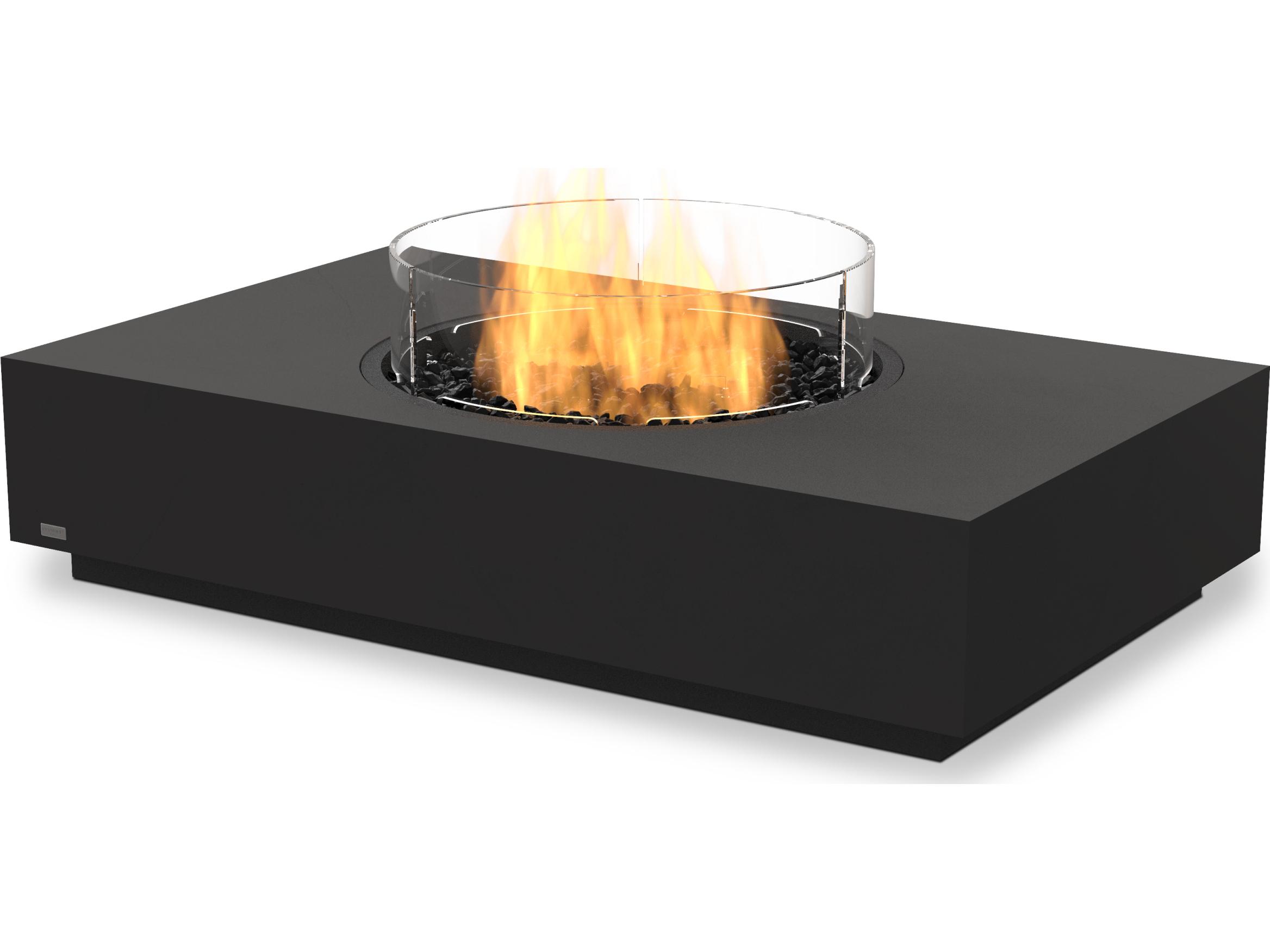 EcoSmart Fire Martini Rectangular Outdoor Fire Pit Table AB8 Ethanol Burner Black