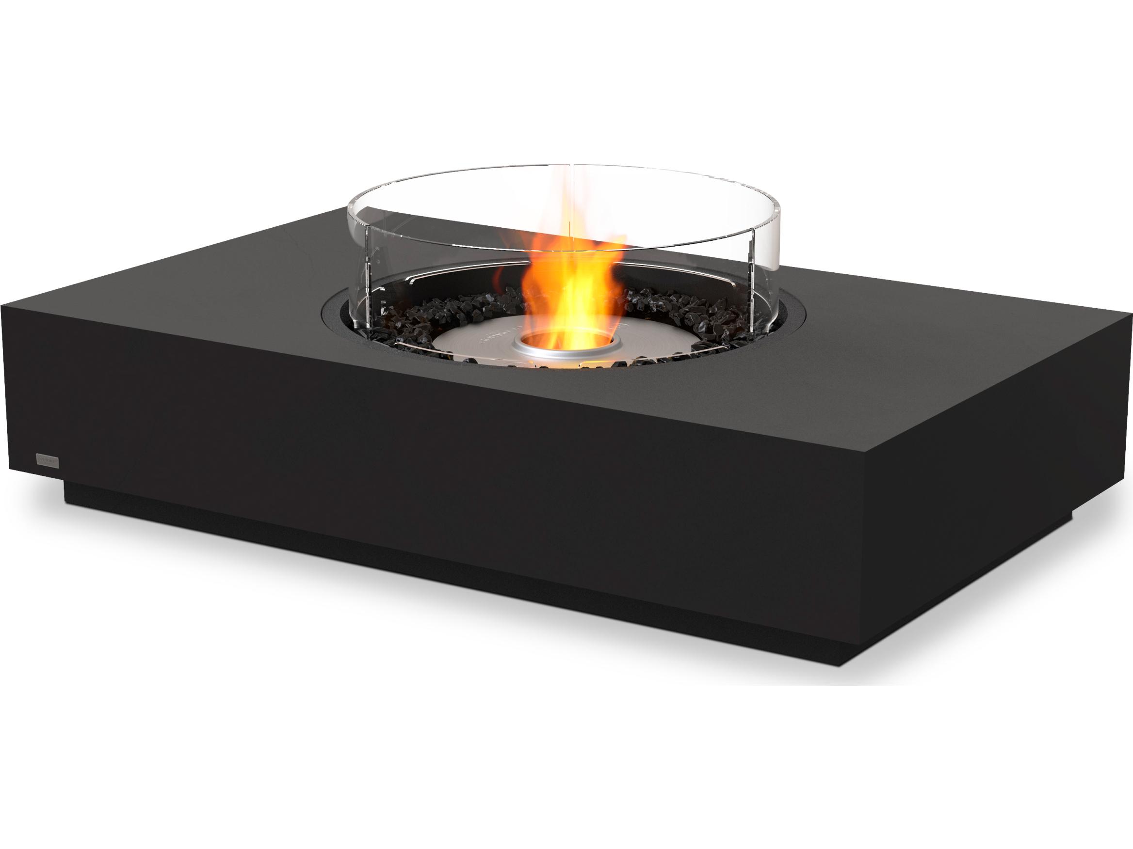 EcoSmart Fire Martini Rectangular Outdoor Fire Pit Table AB8 Ethanol Burner Black