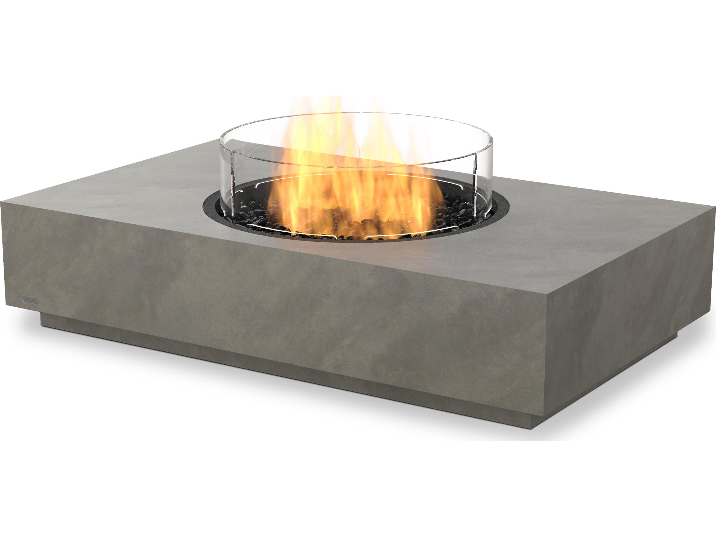 EcoSmart Fire Martini Rectangular Outdoor Patio Fire Pit Table with AB8 Ethanol Burner Black