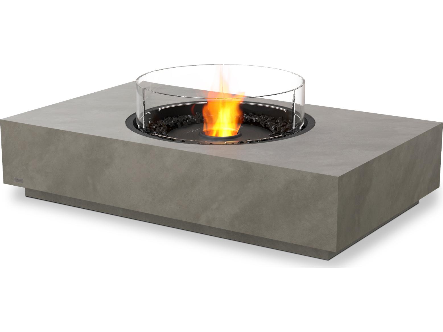 EcoSmart Fire Martini Rectangular Outdoor Patio Fire Pit Table with AB8 Ethanol Burner Black