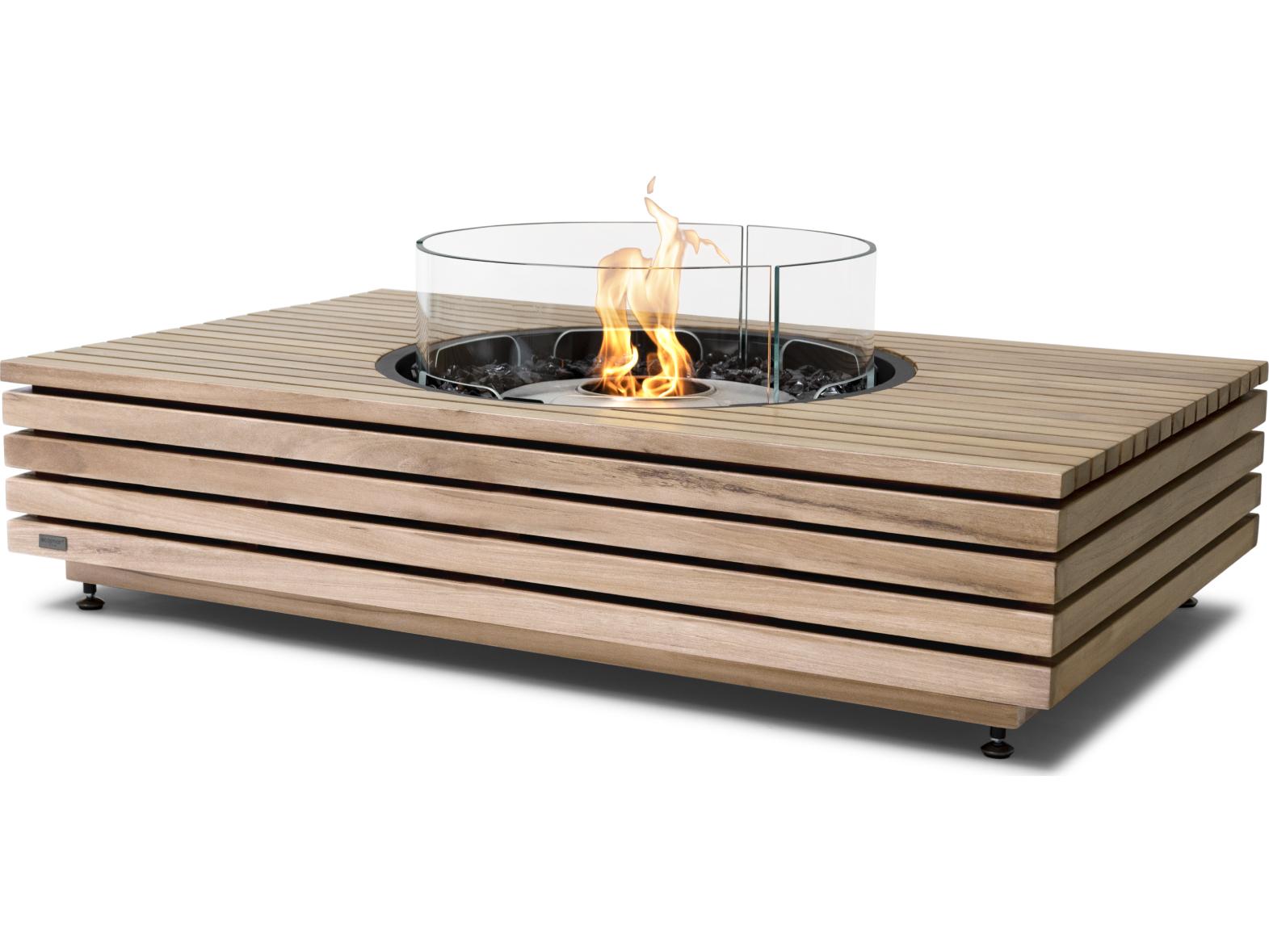 EcoSmart Fire Martini Rectangular Outdoor Patio Fire Pit Table with G16T Gas LP/NG Stainless Steel