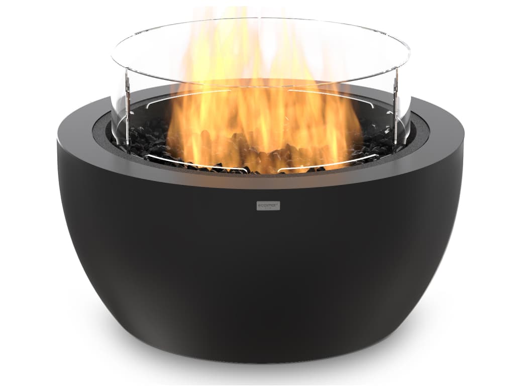 EcoSmart Fire Pod Round Fire Pit Bowl with Ethanol Burner Black