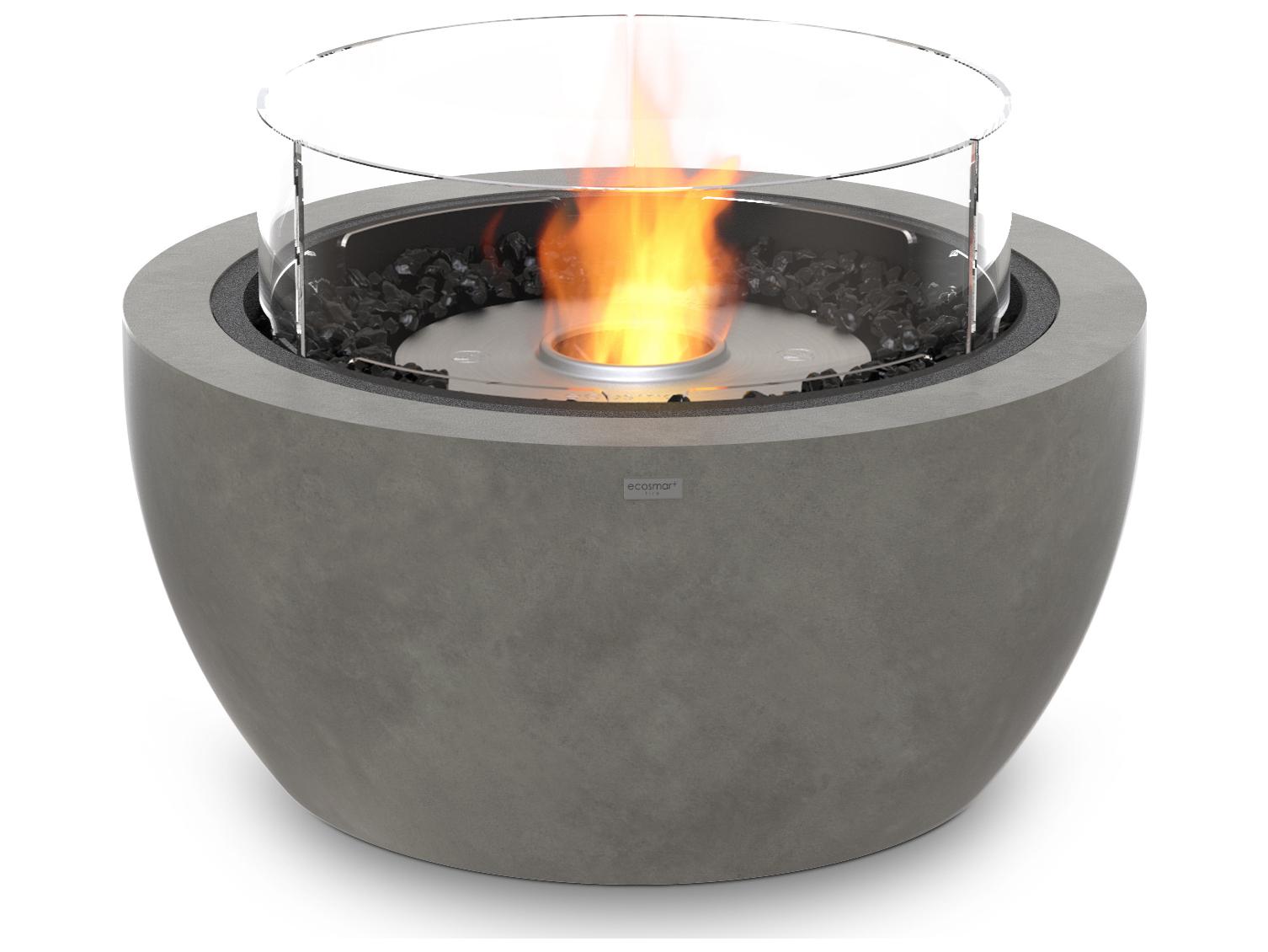 EcoSmart Fire Pod Round Fire Pit Bowl with Ethanol Burner Stainless Steel