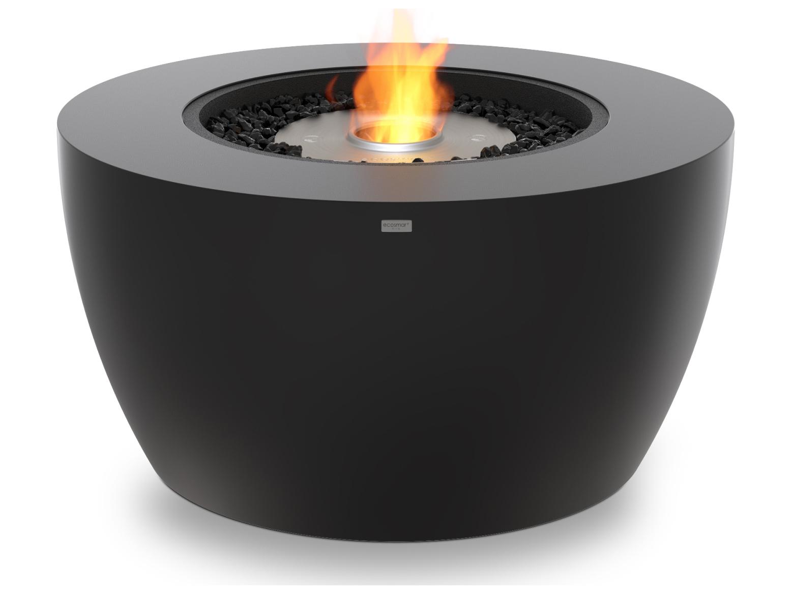 EcoSmart Fire Pod Round Fire Pit Bowl with Ethanol Burner Black