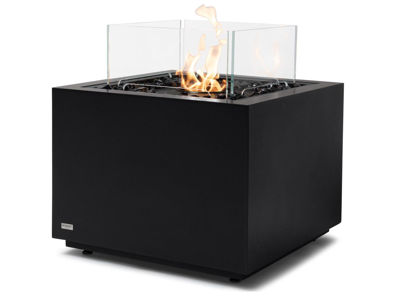 EcoSmart Fire Sidecar Square Outdoor Fire Pit Table with Ethanol Burner Black