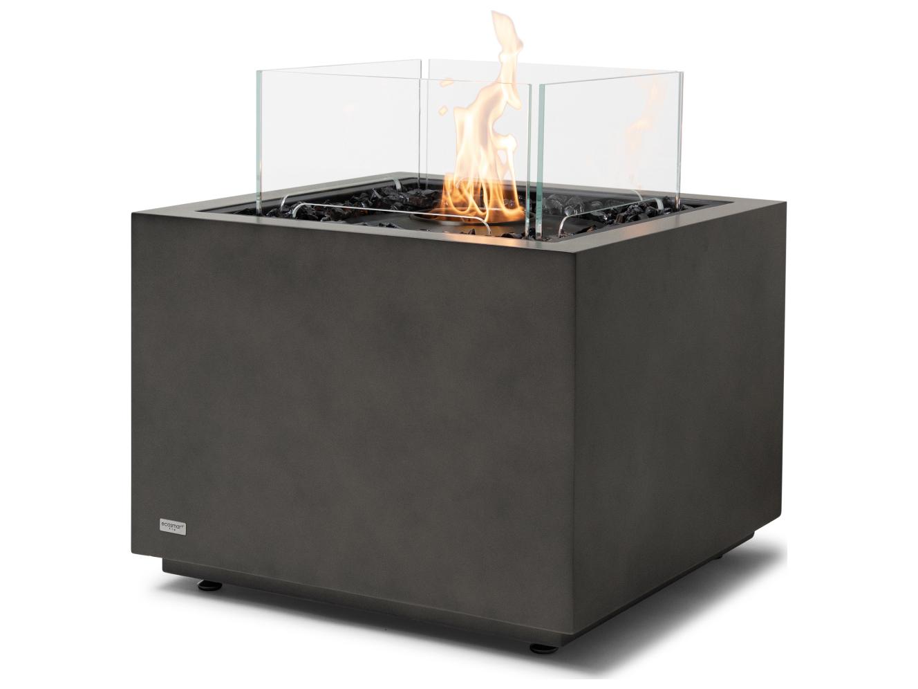 EcoSmart Fire Sidecar Square Outdoor Fire Pit Table with Ethanol Burner Black