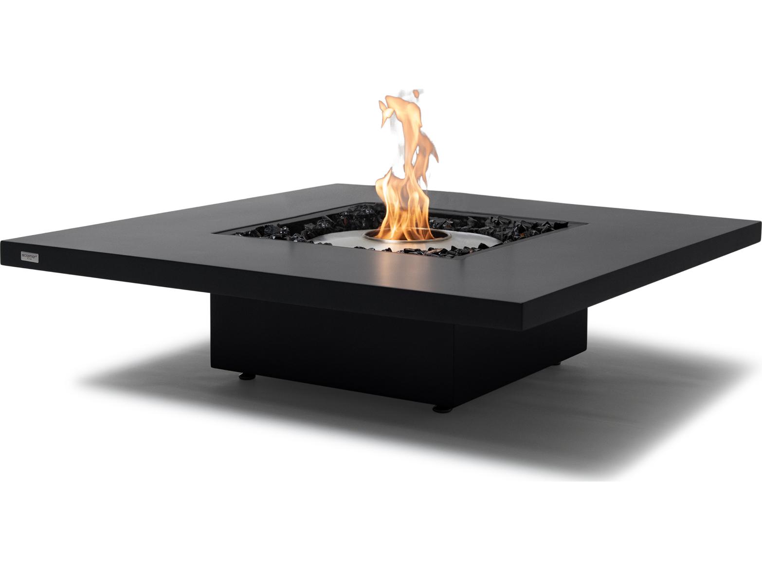 EcoSmart Fire Vertigo Square Patio Fire Pit Table with Ethanol Burner Black