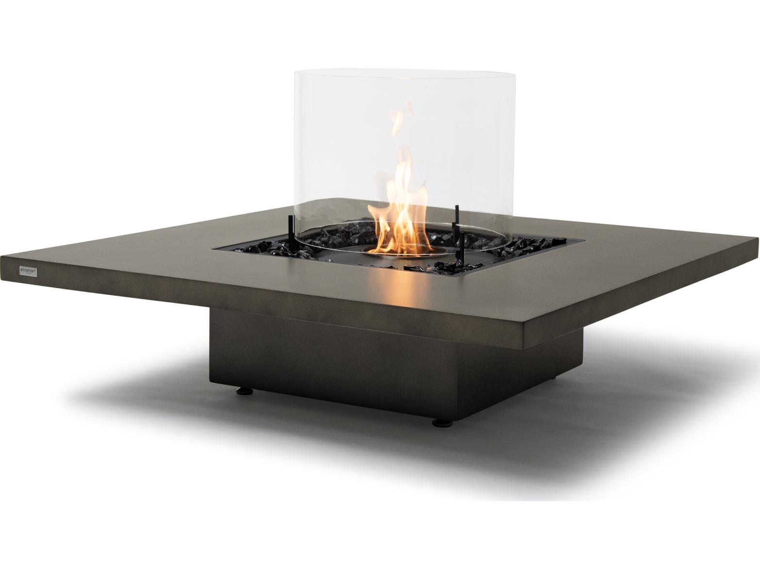 EcoSmart Fire Vertigo Square Outdoor Patio Fire Pit Table with Ethanol Burner Stainless Steel