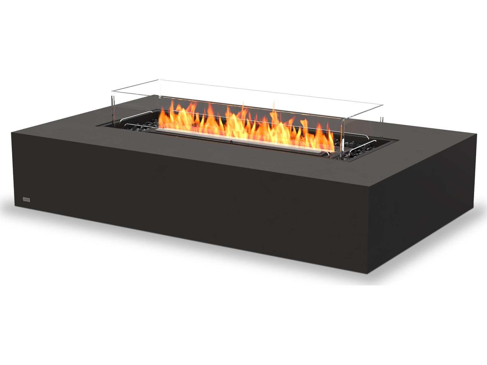 EcoSmart Fire Wharf Rectangular Patio Fire Pit Table with Ethanol Black