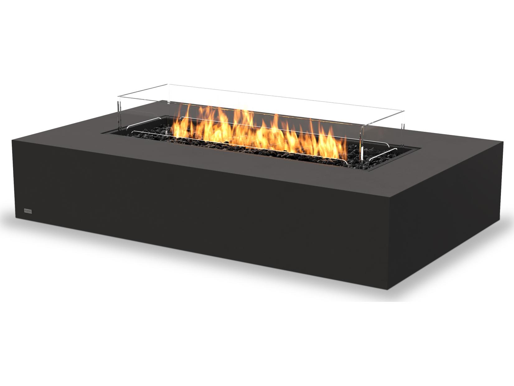 EcoSmart Fire Wharf Rectangular Patio Fire Pit Table with Ethanol Black