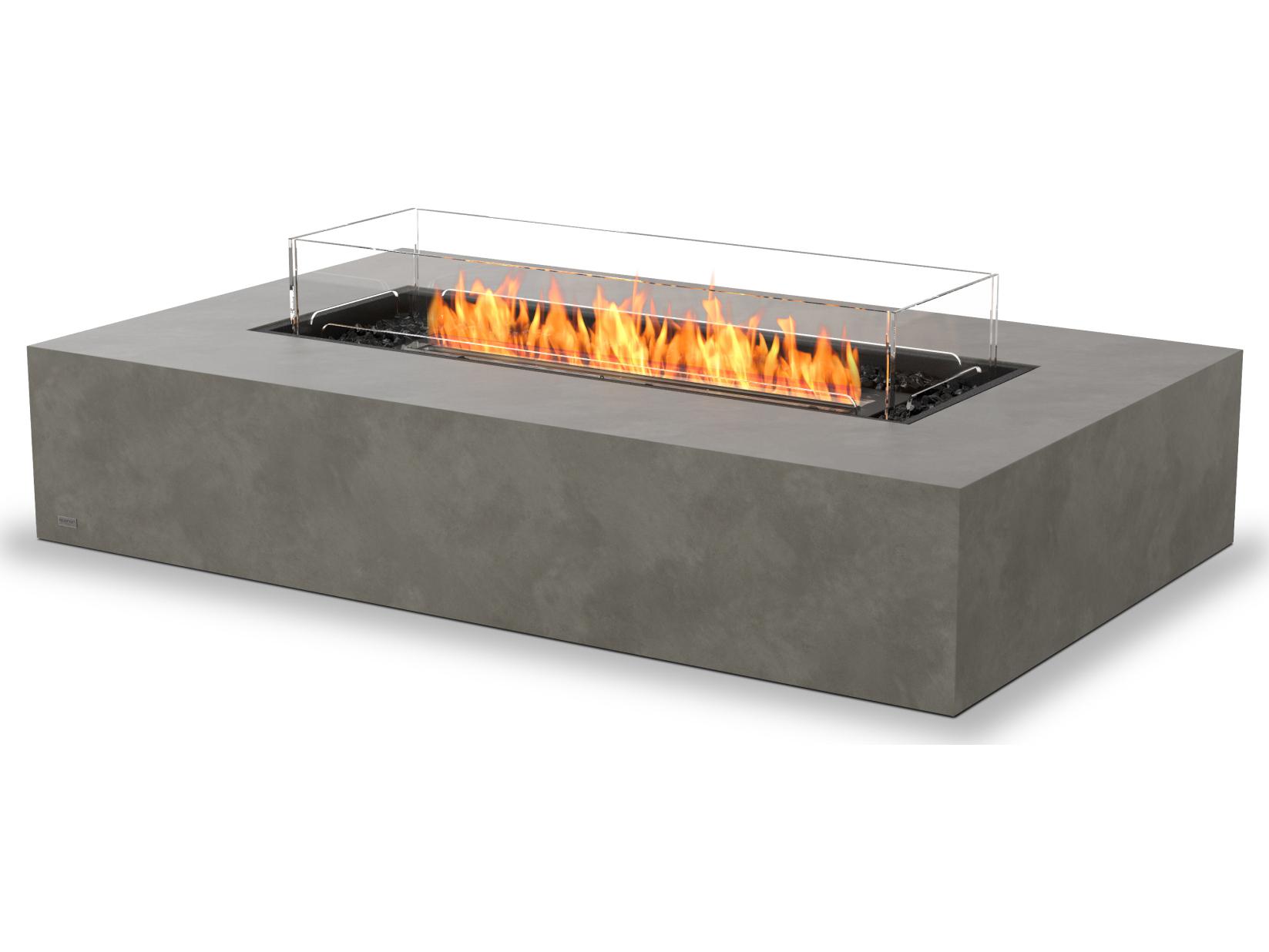 EcoSmart Fire Wharf Rectangular Outdoor Fire Pit Table with Ethanol Black