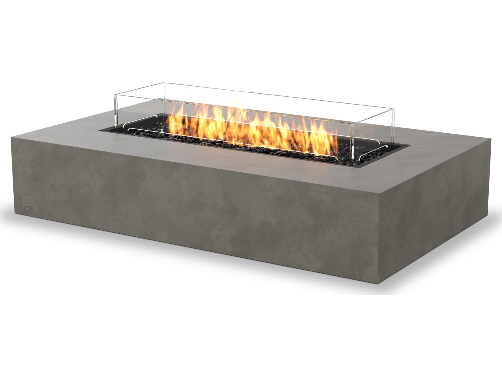 EcoSmart Fire Wharf Rectangular Outdoor Fire Pit Table with Ethanol Black