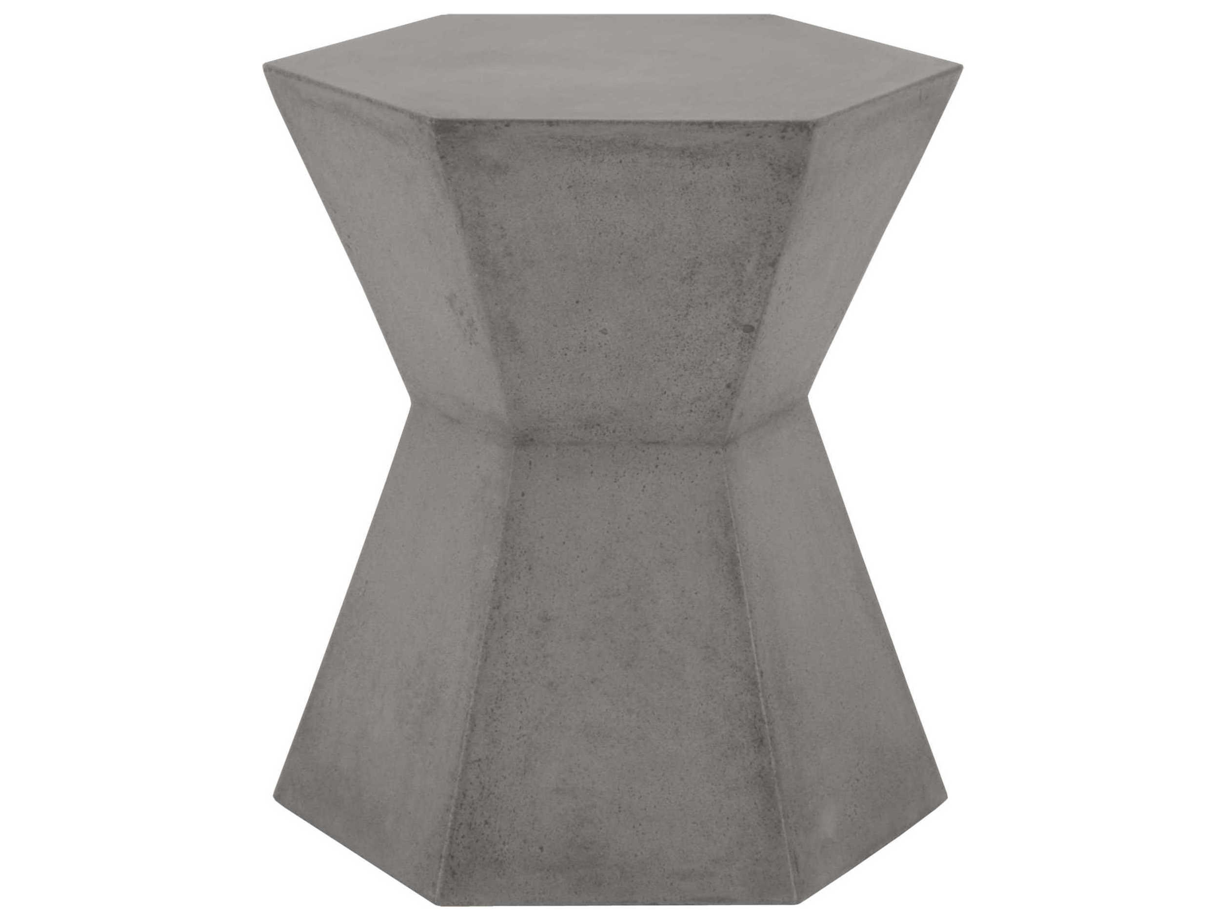 Essentials for Living Outdoor District Slate Grey Concrete Hexagon End Table