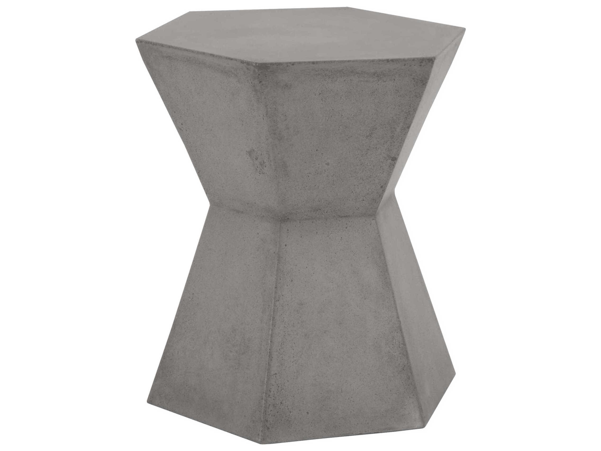 Essentials for Living Outdoor District Slate Grey Concrete Hexagon End Table