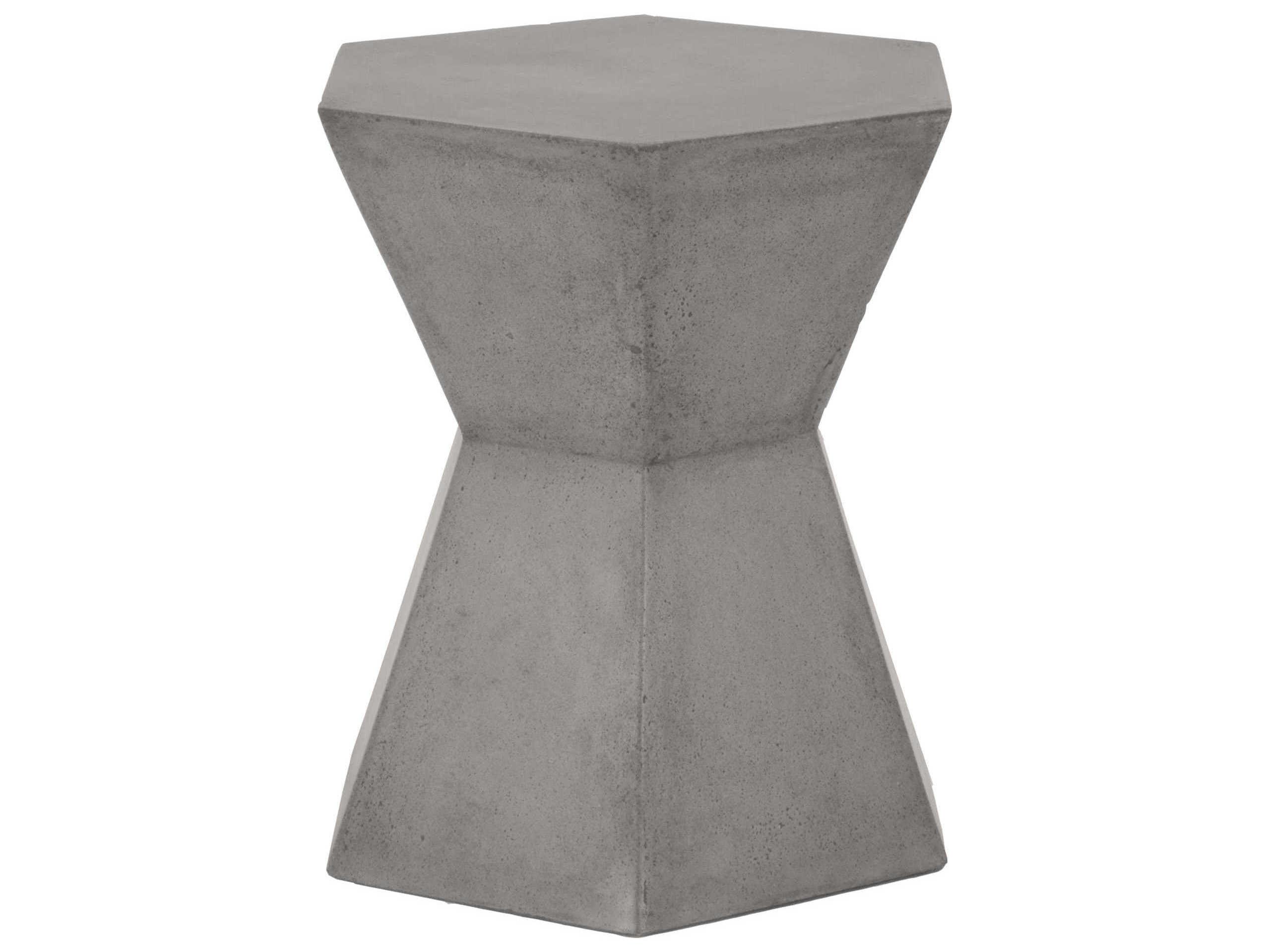 Essentials for Living Outdoor District Slate Grey Concrete Hexagon End Table