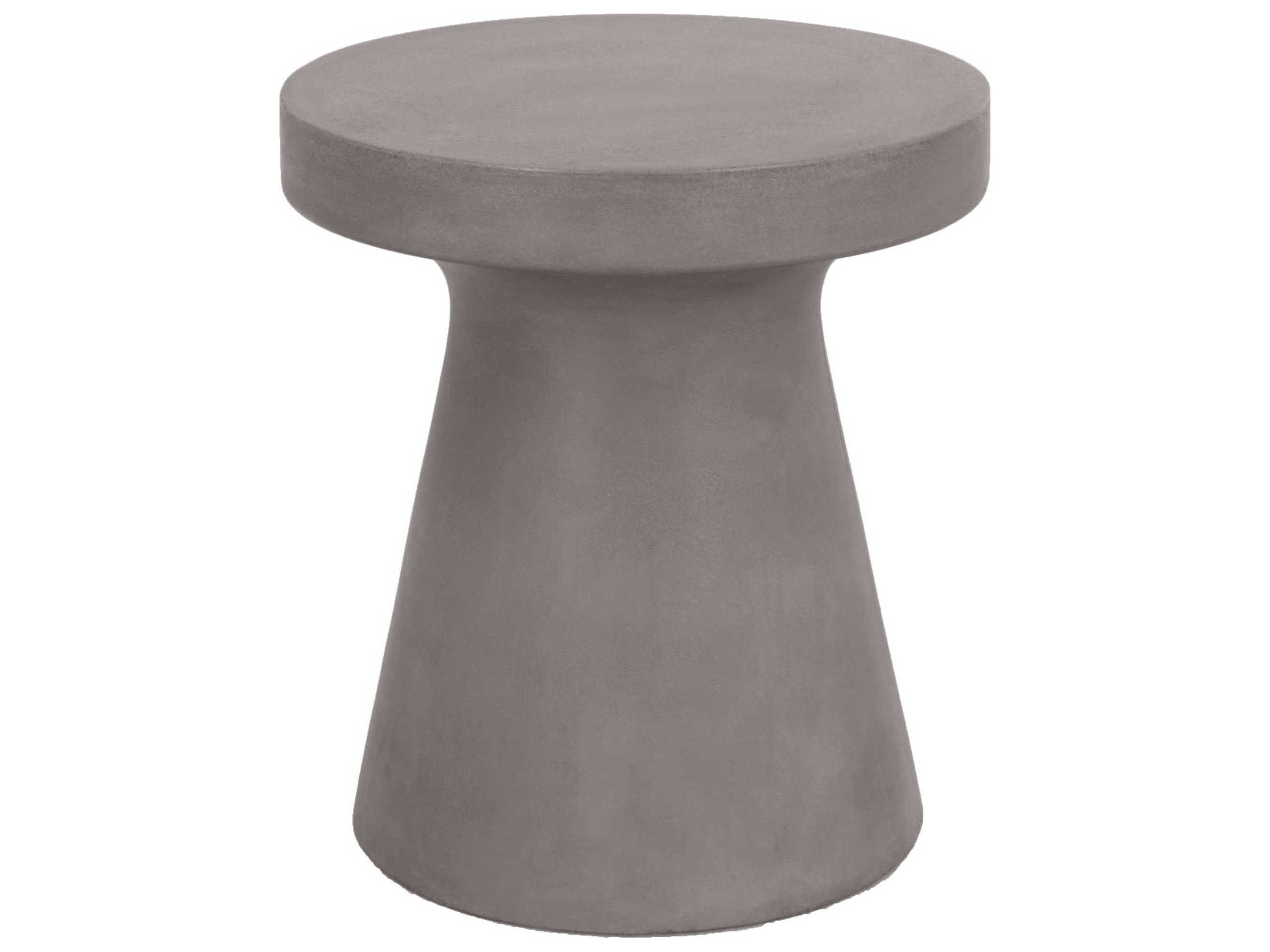 Essentials for Living Outdoor District Slate Grey Concrete Round End Table