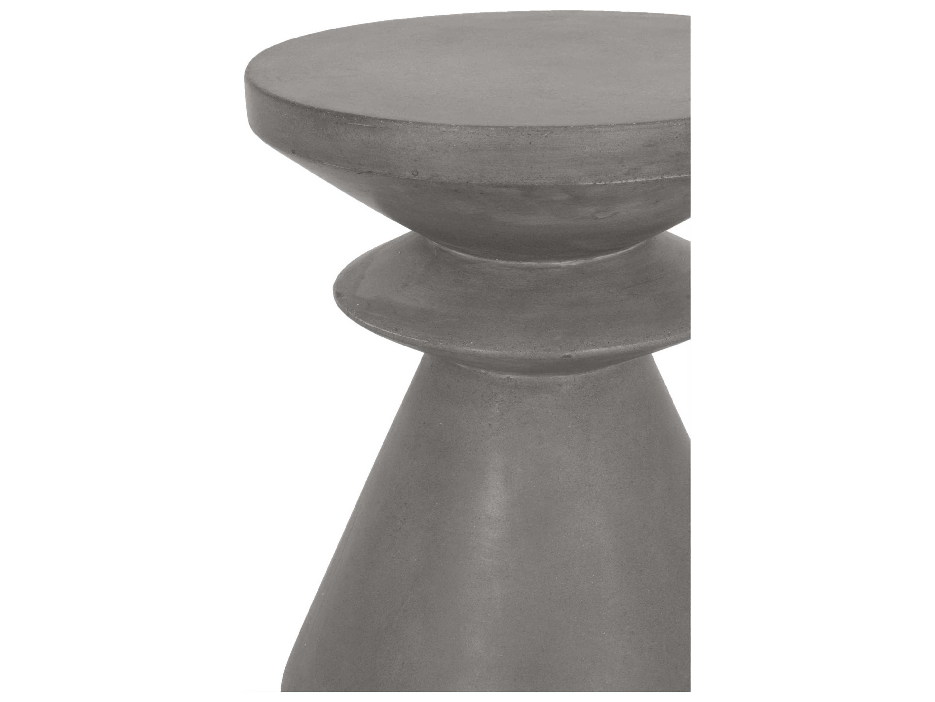 Essentials for Living Outdoor District Slate Grey Concrete Round End Table
