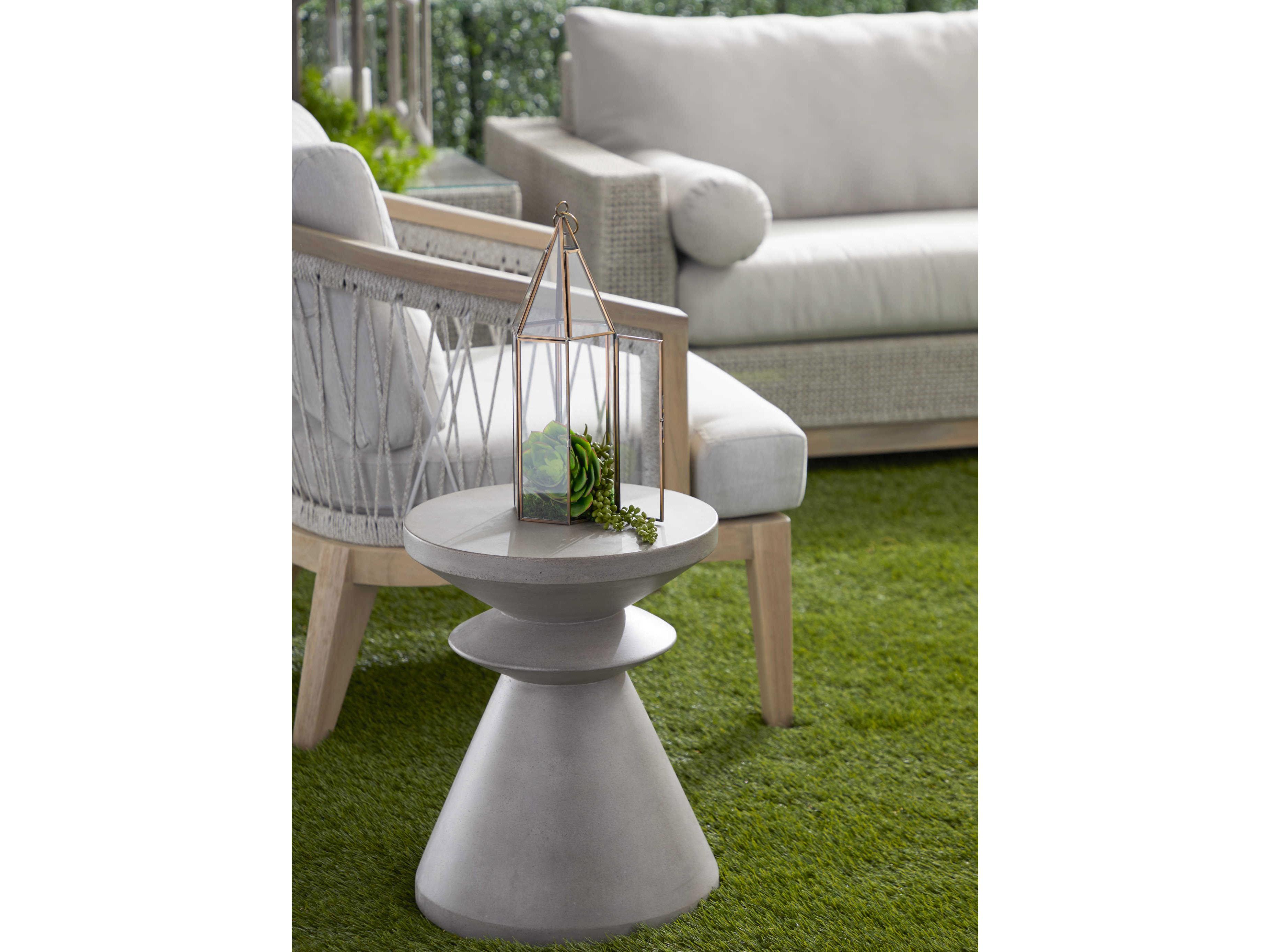 Essentials for Living Outdoor District Slate Grey Concrete Round End Table