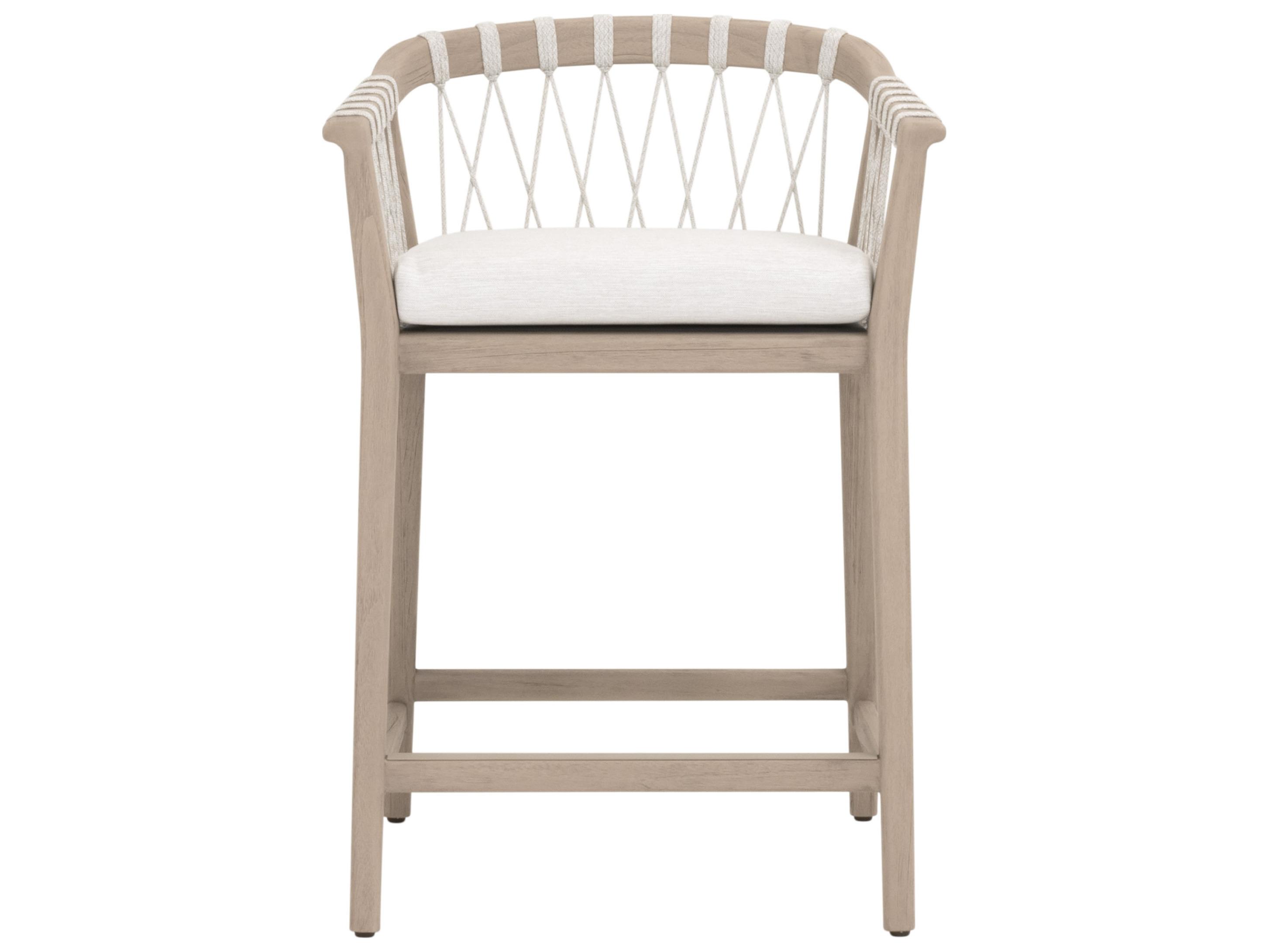 Essentials for Living Outdoor Woven - Outdoor Pacific Wood Cushion Counter Stool